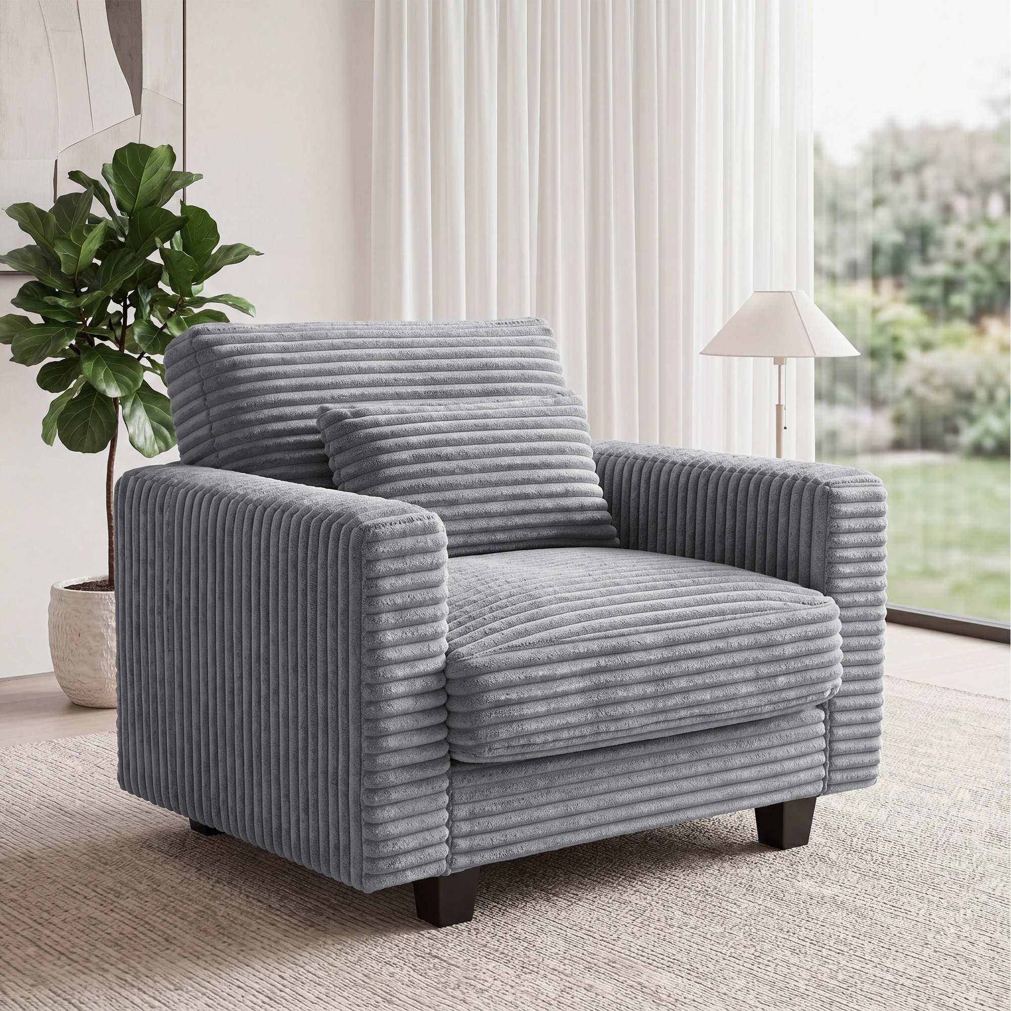 JEAREY Accent Chair - Faux Rabbit Fur Upholstered - 29 in. Deep Seat - Oversized Lounge Chair for Living Room and Bedroom