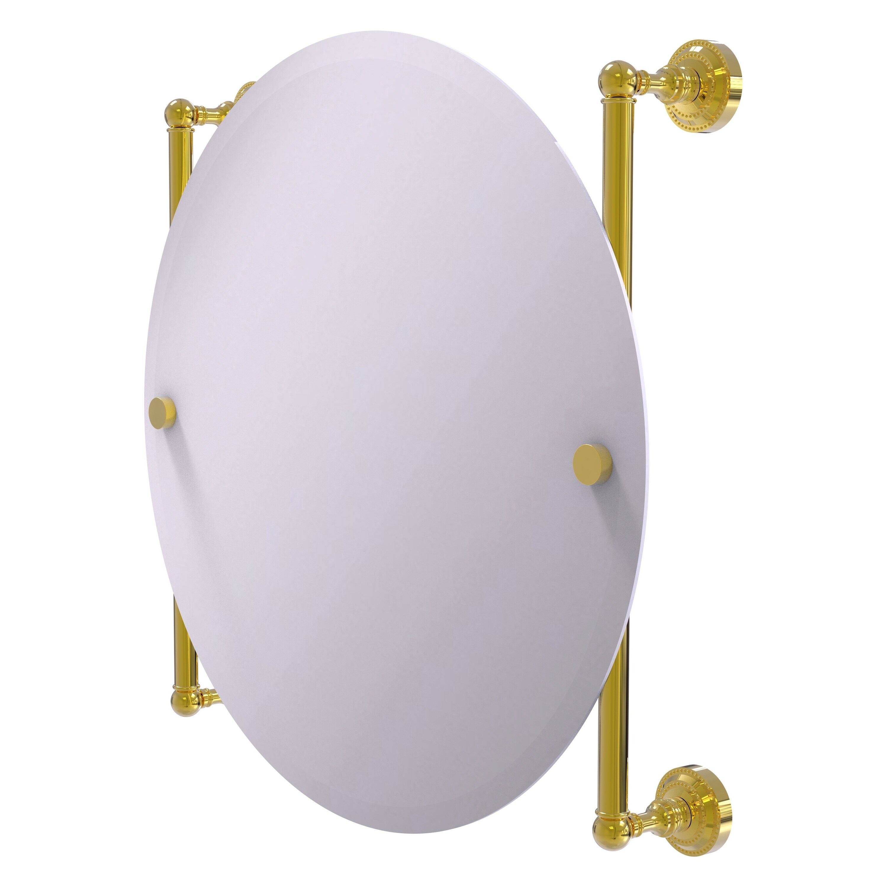 Allied Brass DT-27-90-PB Dottingham 22-Inches x 22-Inches Beveled Frameless Round Bathroom Vanity Mirror ( Polished Brass )