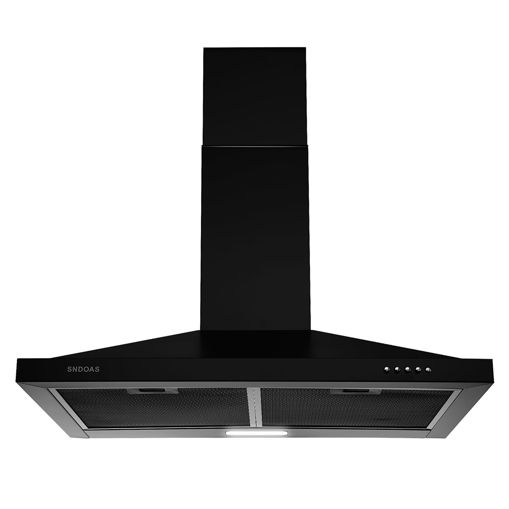 Damerin T11243 30 inch Ducted 350-CFM Black Wall-Mounted Range Hood
