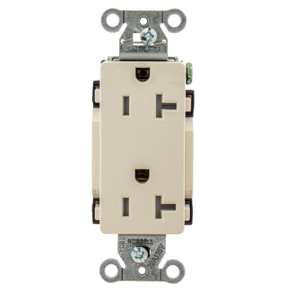 Hubbell DR20LATRZ 20-Amp 125-volt Tamper Resistant Residential/Commercial Decorator Outlet, Light Almond