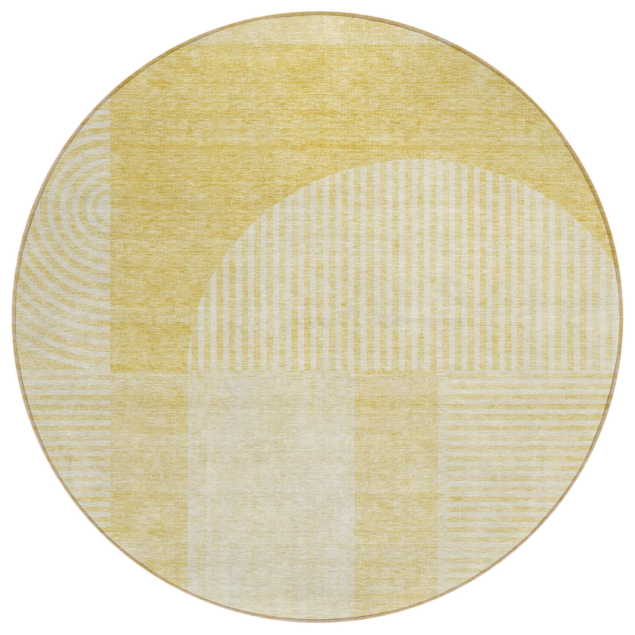 Addison Rugs ACN711GO8RO Chantille ACN711GO 8 x 8 (ft) Polyester Gold Round Indoor/Outdoor Geometric Machine washable Area rug