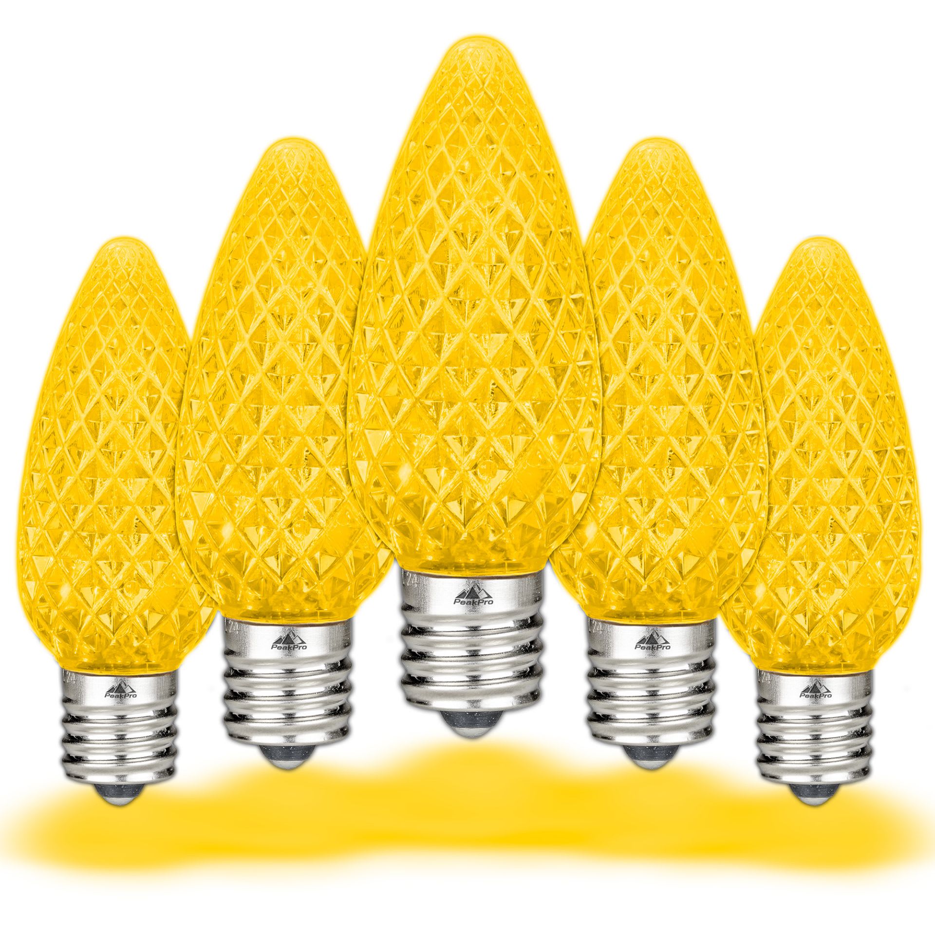 Novelty Lights C9-UB-YE-DF 25PK C9 LED Faceted Ultra Bright Dimmable Outdoor Christmas Light Replacement Bulbs LED Replacement Bulbs Led Bulbs Outdoor Light Bulbs String Light Bulbs (Yellow)