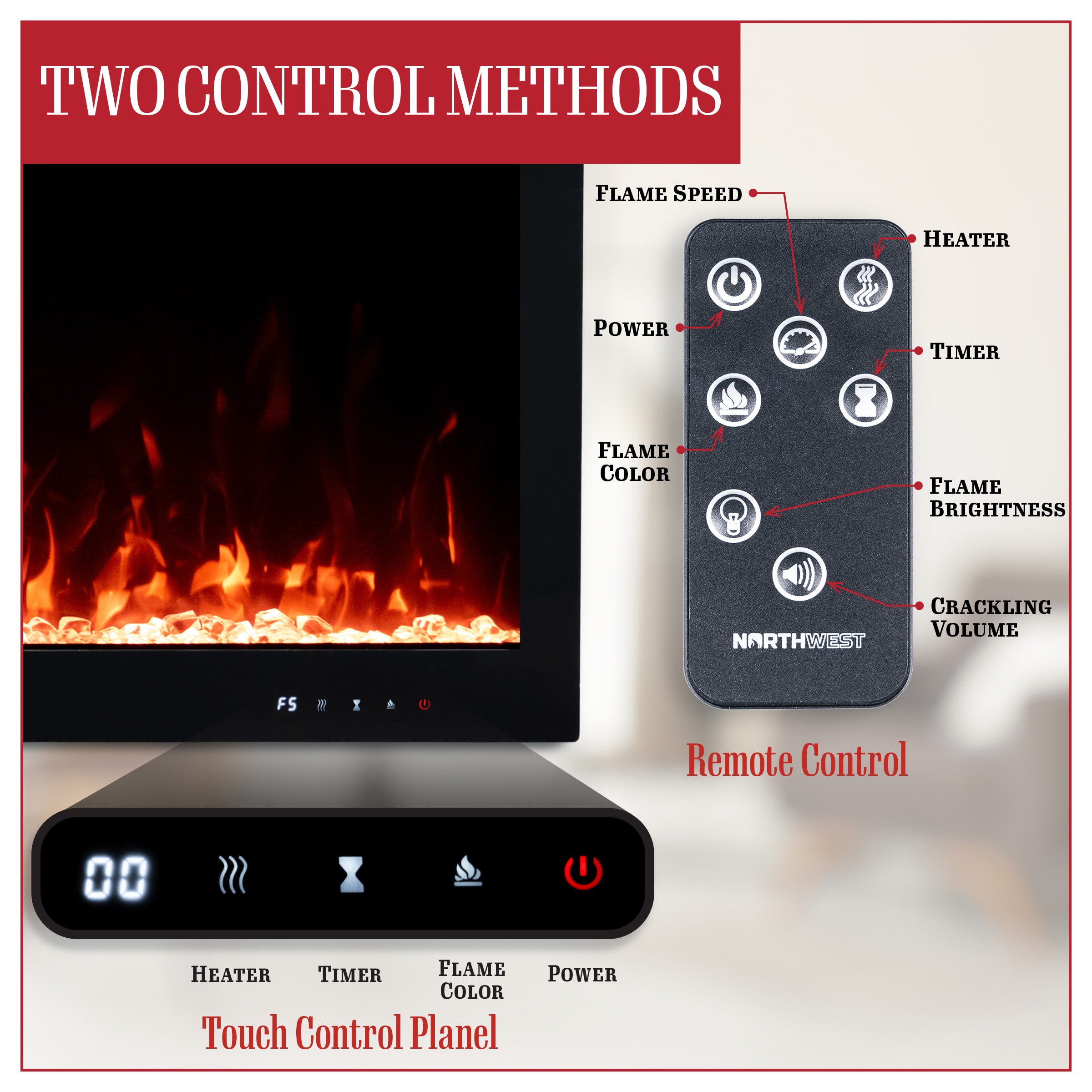 Northwest 80-BEF-60W Electric-Fireplaces - View #4