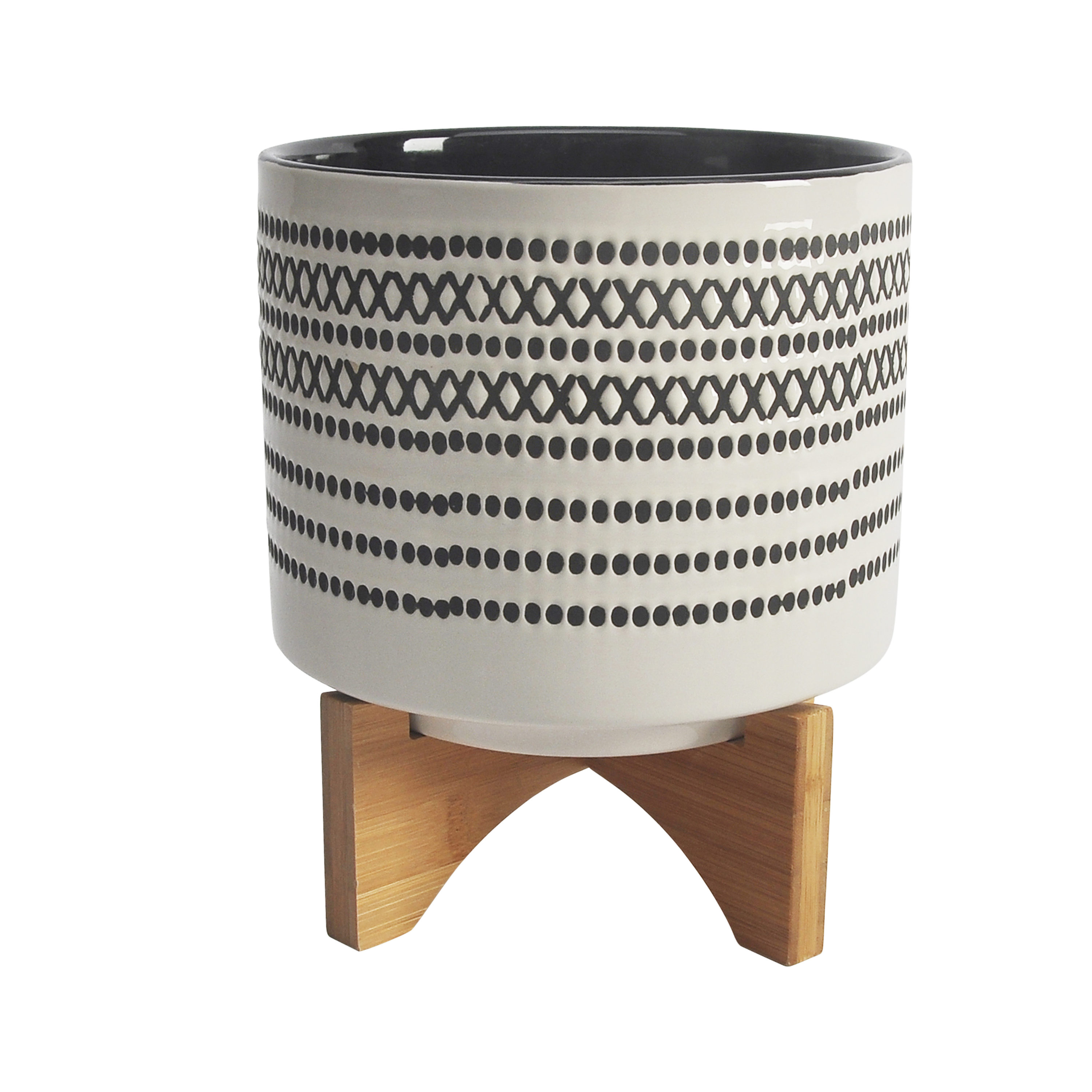 Sagebrook Home 15801-02 Round 8.0-Inches W Small Gray Ceramic Indoor/Outdoor Planter
