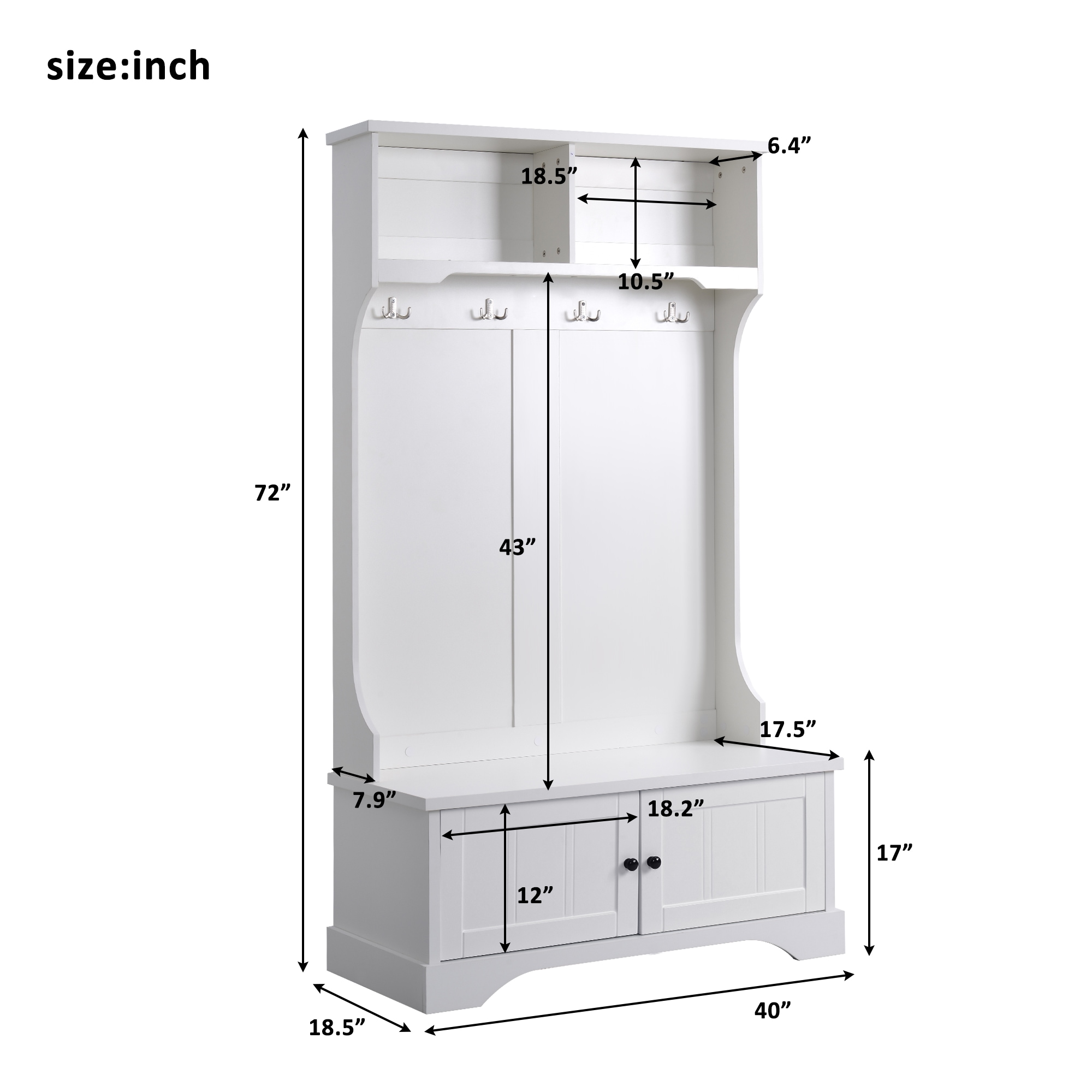 Mondawe Modern 40-in White Wood Hall Tree in the Hall Trees department ...