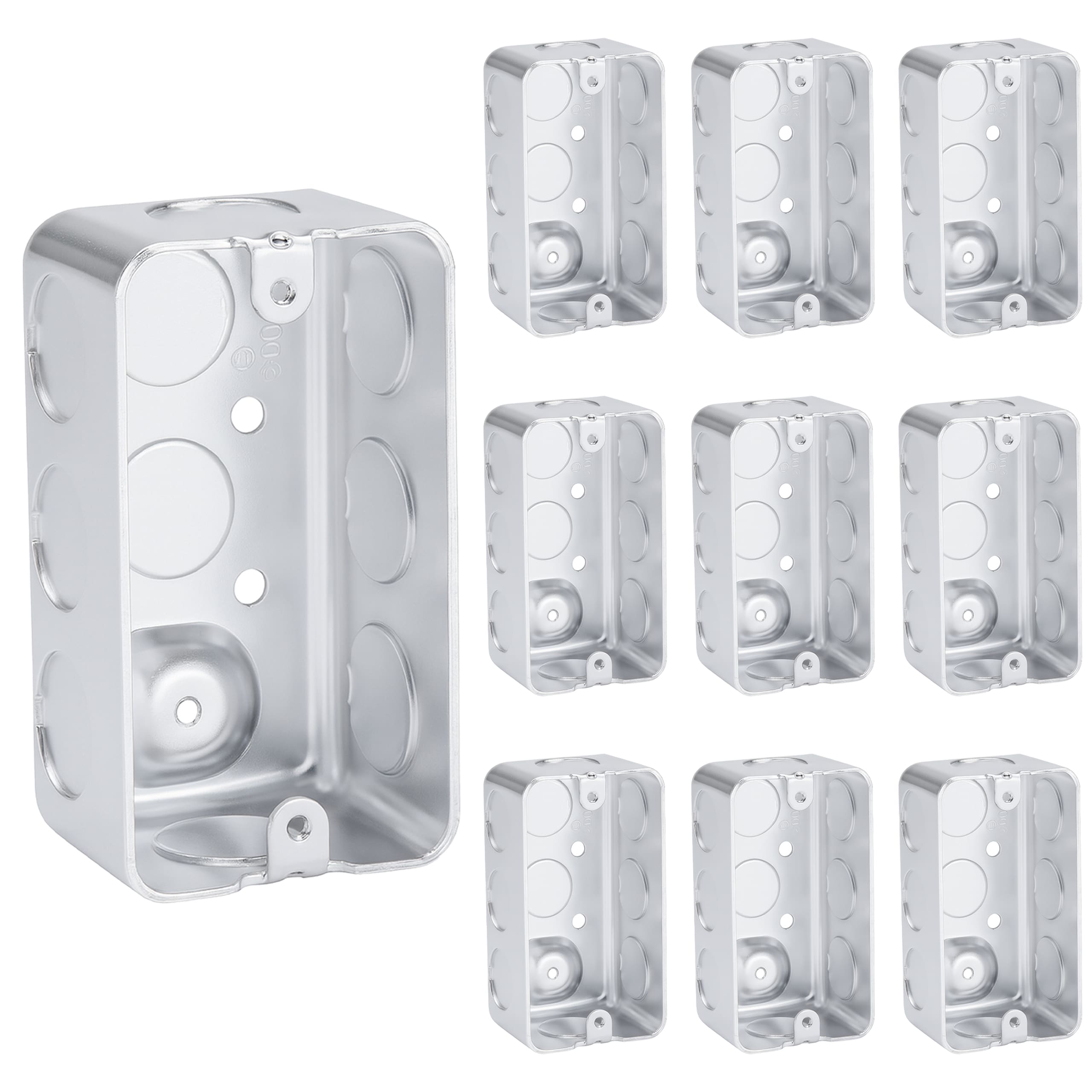 OHLECTRIC  4x2 Electrical Junction Boxes 10 Pack Heavy Duty Steel Metal Outlet Boxes with 10 1/2 Knockouts 2 1/8 Inch Deep 16.5 Cu in Steel Junction Box Utility Box