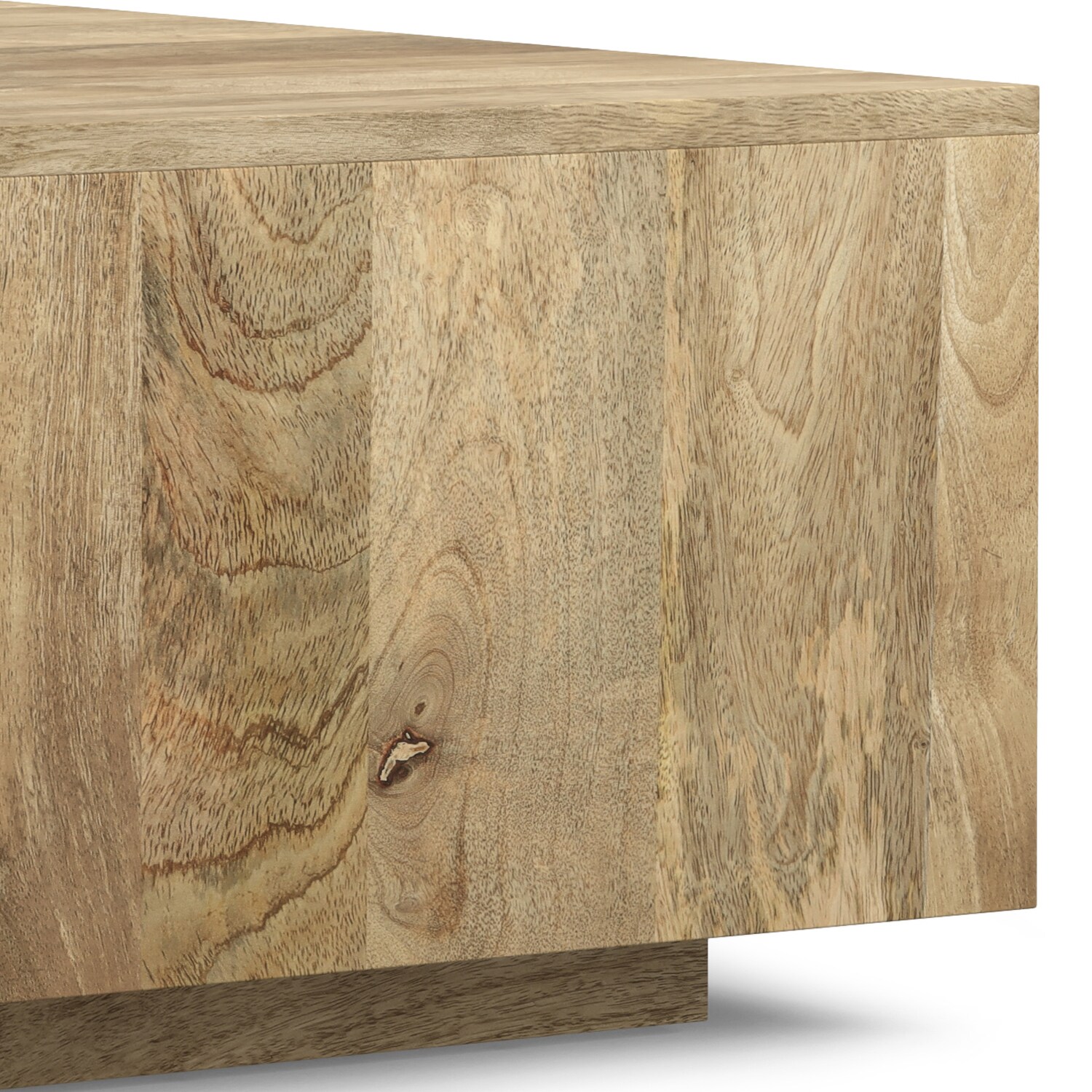 Natural Mango Wood Square Coffee Table with Streamlined Silhouette