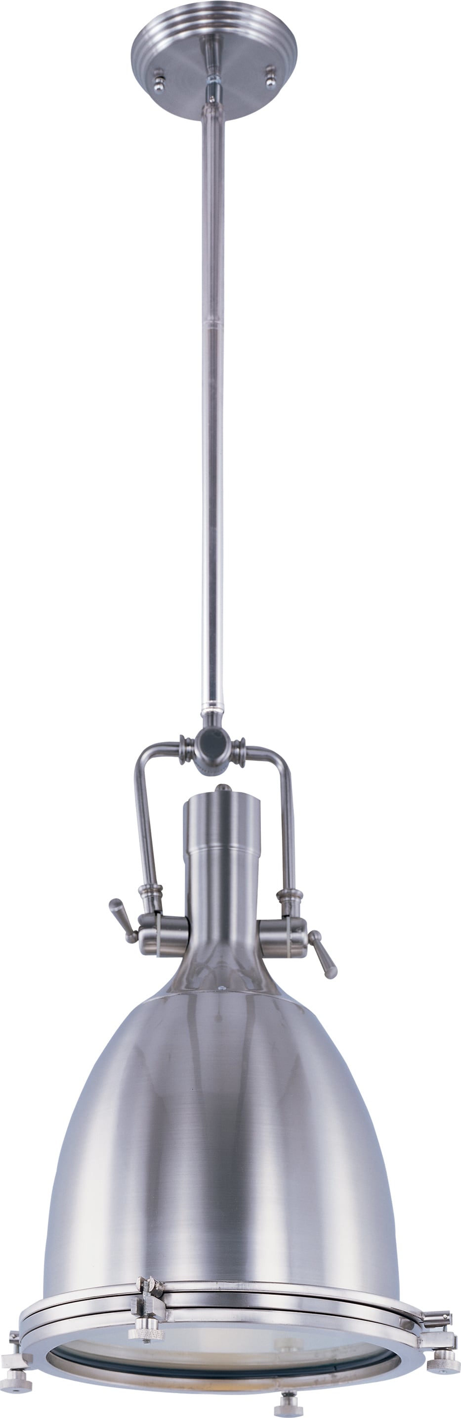 Maxim Lighting 25104FTSN Hi-Bay Satin Nickel Modern/contemporary Frosted glass Cone Medium Hanging Pendant light