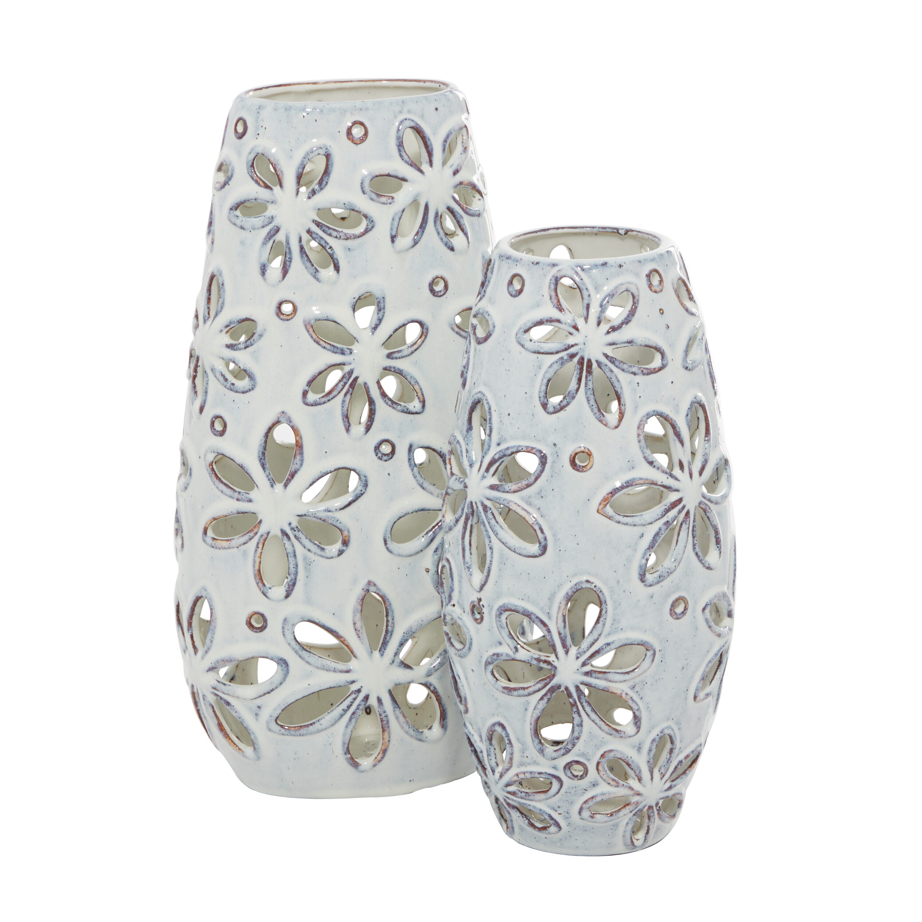 Grayson Lane 42328 2 -Pack White Stone Farmhouse Vase