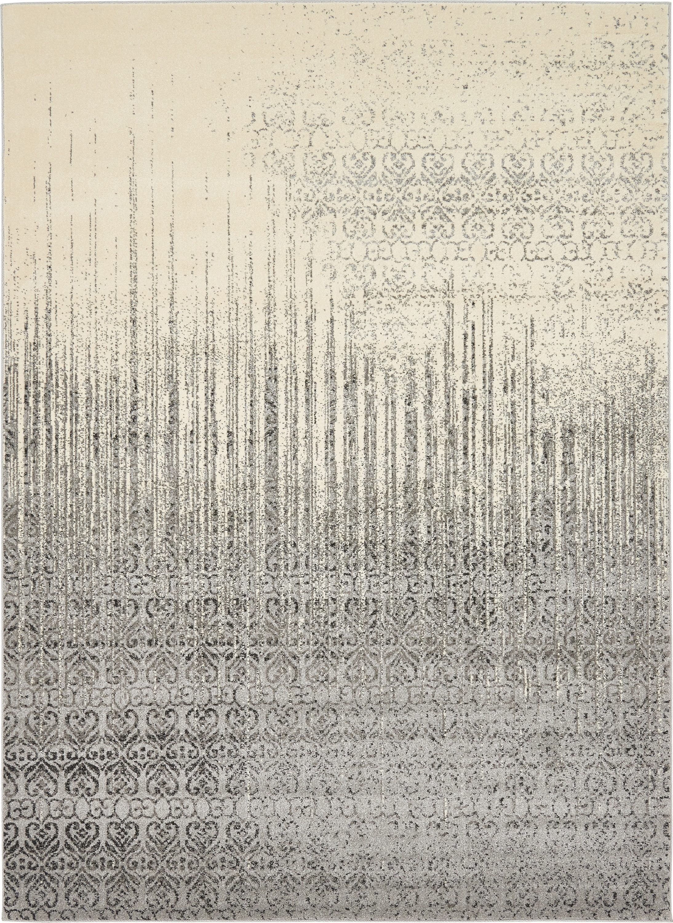 Unique Loom 3133387 Jennifer Del Mar 8 x 11 (ft) Loomed Polypropylene Gray/Ivory Rectangular Indoor Stripe Industrial Area rug