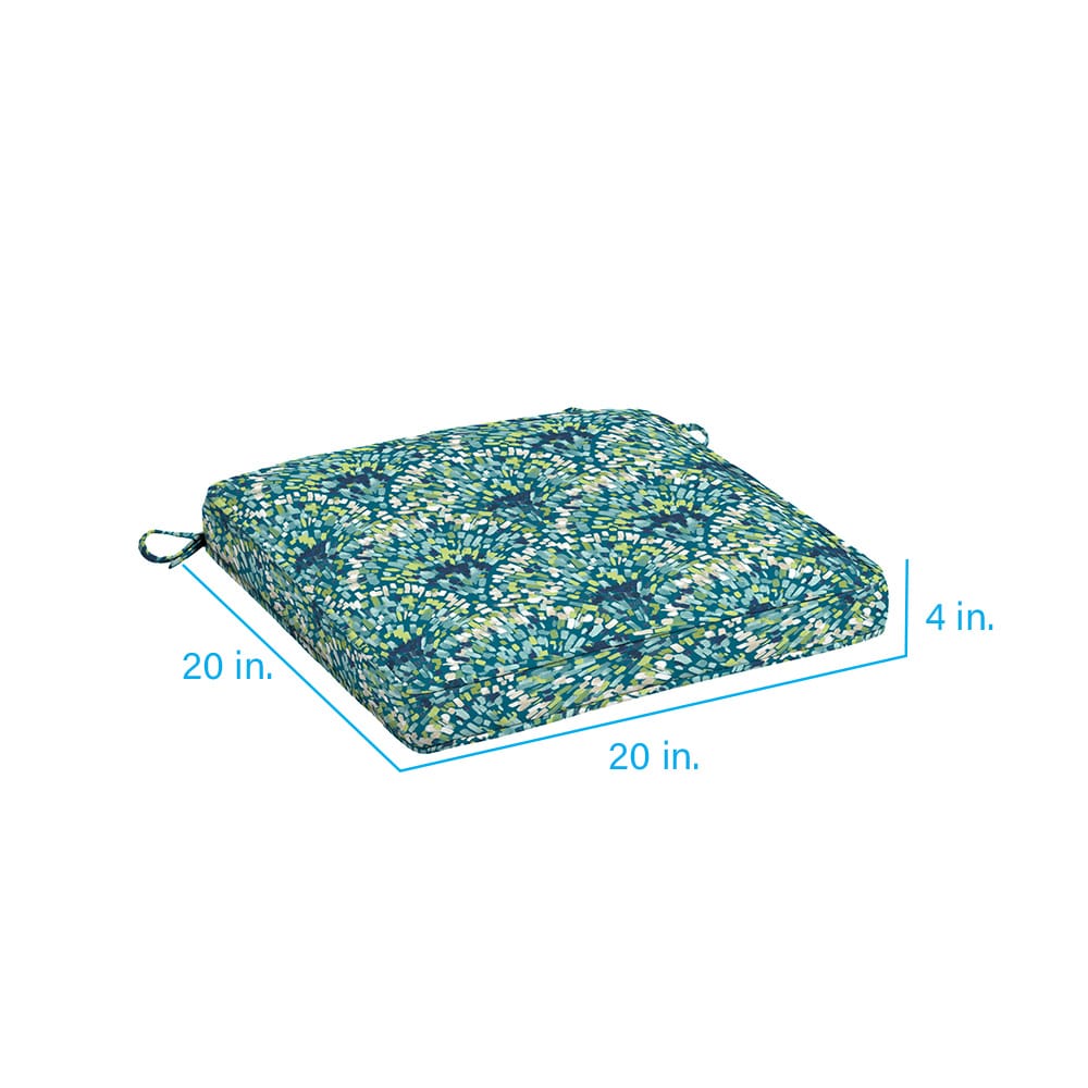 Style Selections 20-in x 20-in Teal Waves Patio Chair Cushion in the Patio  Furniture Cushions department at