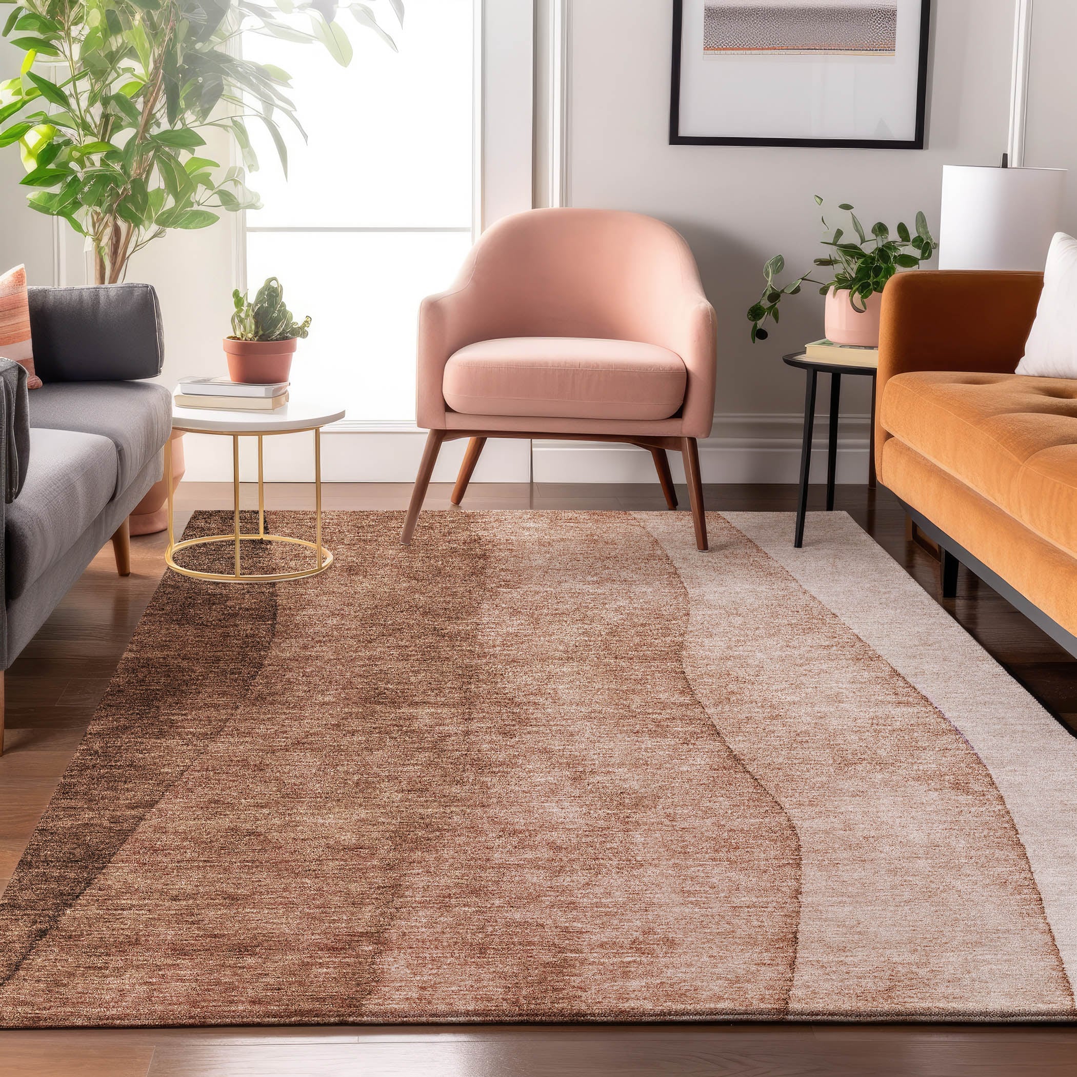 Addison Rugs AMF625BR5X8 Mayfield AMF625BR 5 x 7 (ft) Loomed Polyester Brown Rectangular Indoor Geometric Machine washable Area rug