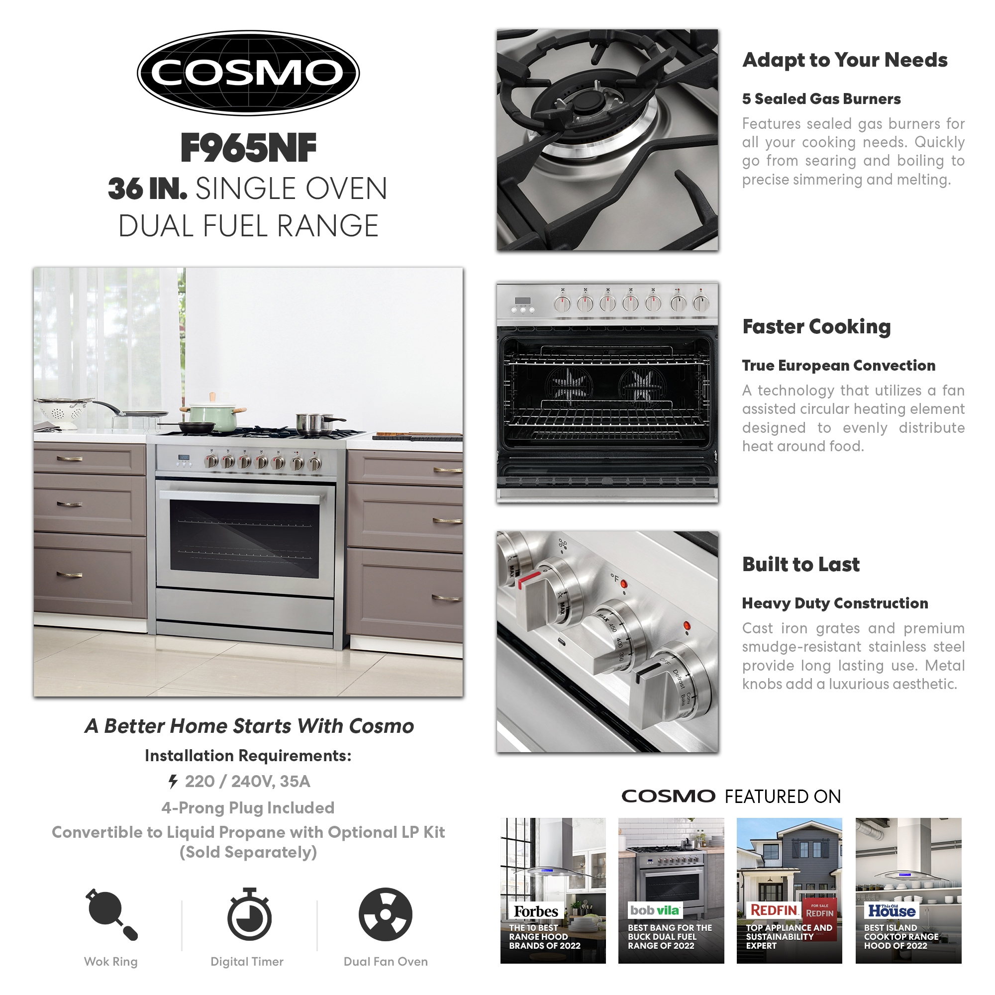 Cosmo F965NF Dual-Fuel-Ranges - View #4