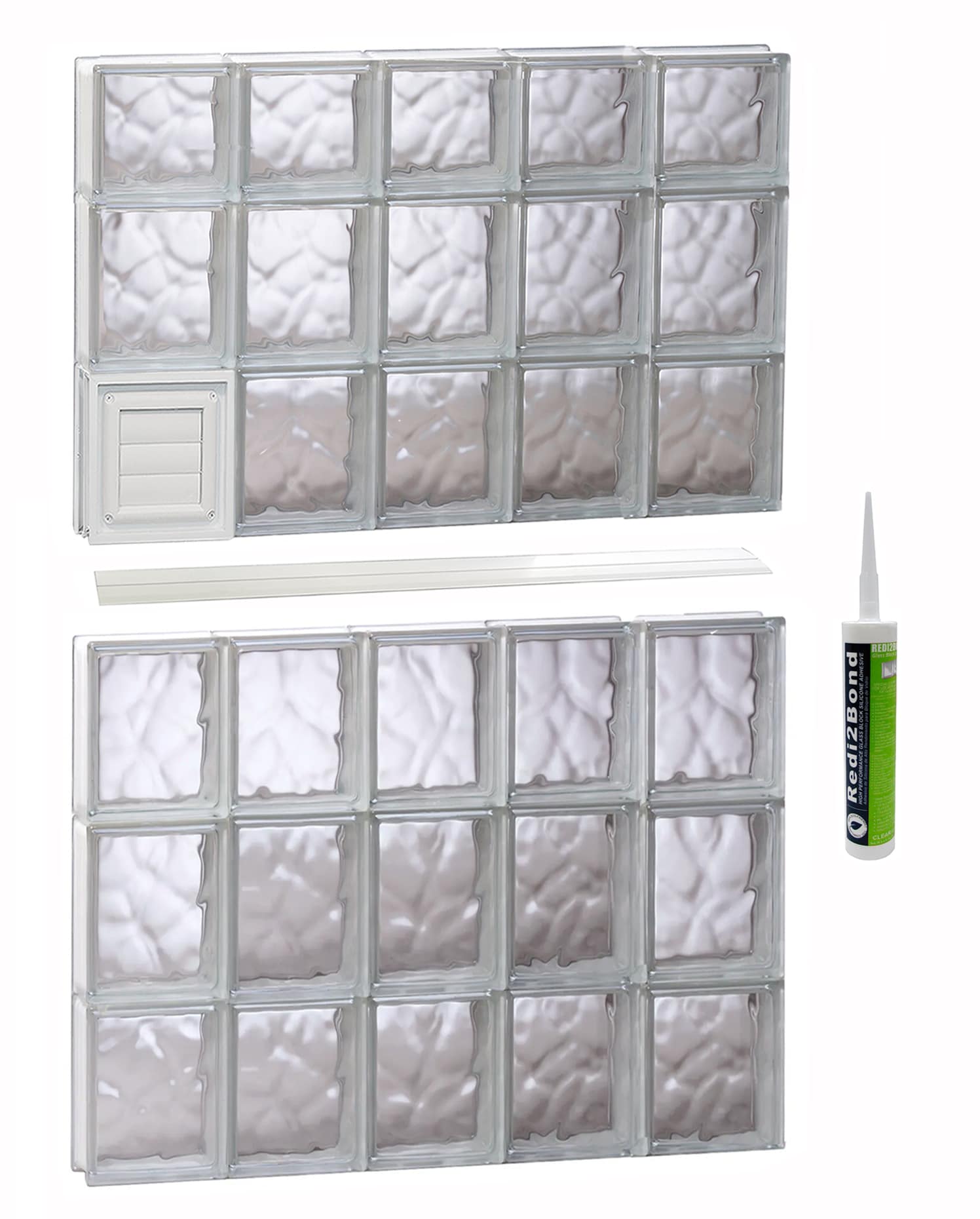 REDI2SET D3046DC Wavy Glass 28-3/4-in x 44-1/2-in Frameless Replacement Dryer vent Glass Block Window