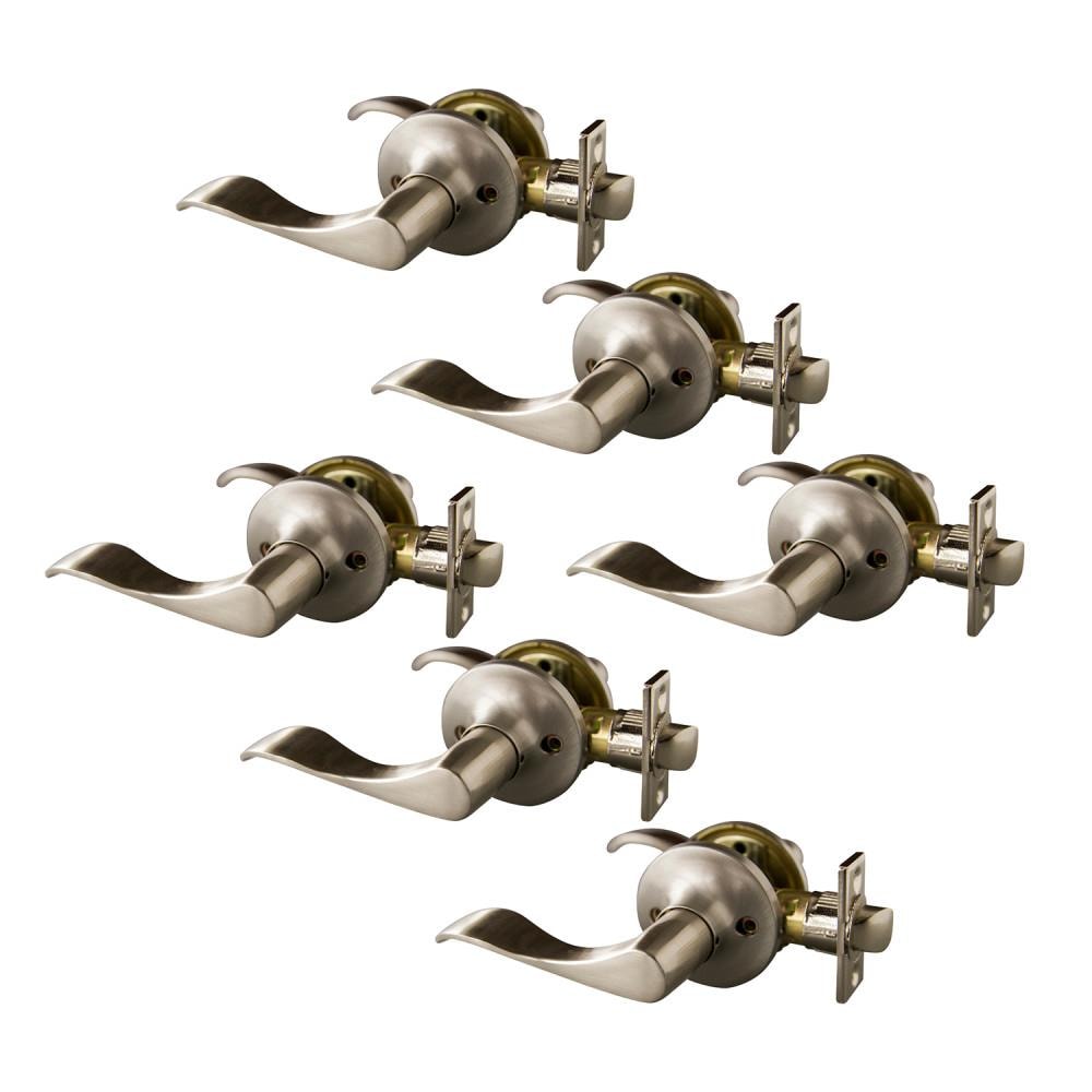 Design House 190777 Stratford Stratford Satin Nickel Interior Hall/Closet Passage Door Handle Combo Pack 6 -Pack
