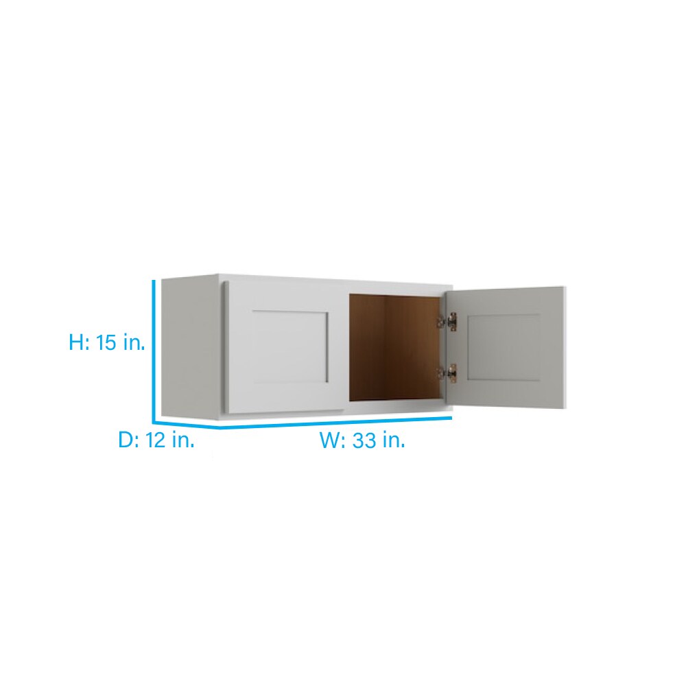 RELIABILT 33-in W x 15-in H x 12-in D Grey Wall Fully Assembled Plywood Cabinet (Shaker Door Style)