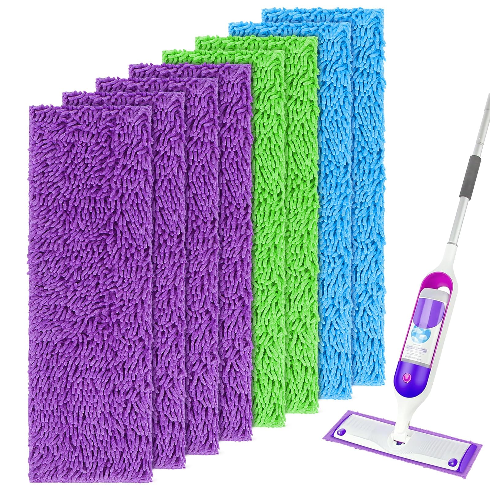 Lukvuzo  Reusable Mop Pads for Swiffer PowerMop 8 Pack Microfiber Mop Pad Refill with Scrubber Strips for 13 15 SprayMop Washable Mop Pads Use