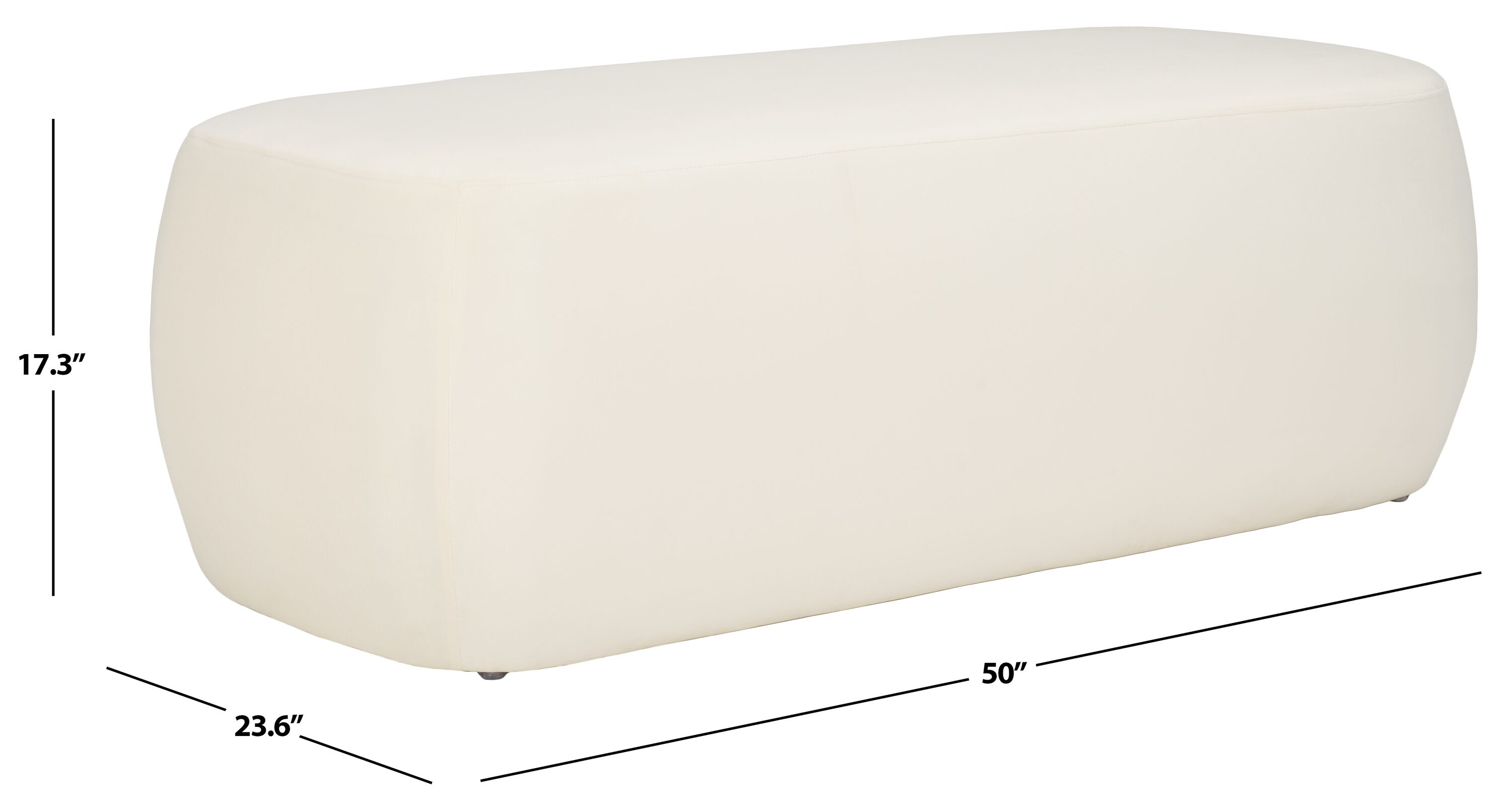 Whitley Cream Velvet Rectangular Ottoman 50"