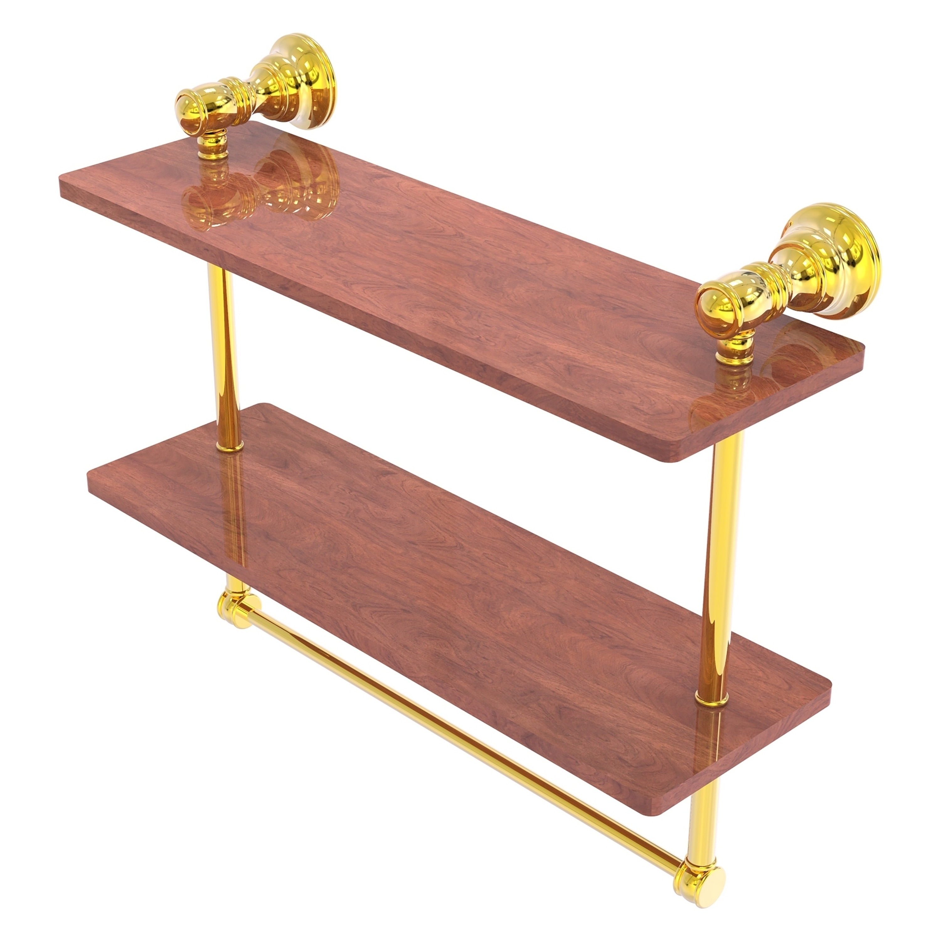 Allied Brass CL-2-16TB-IRW-PB Carolina Polished Brass 2 -Tier Wall mount Bathroom Shelf ( 16-in x 9.5-in x 5-in )