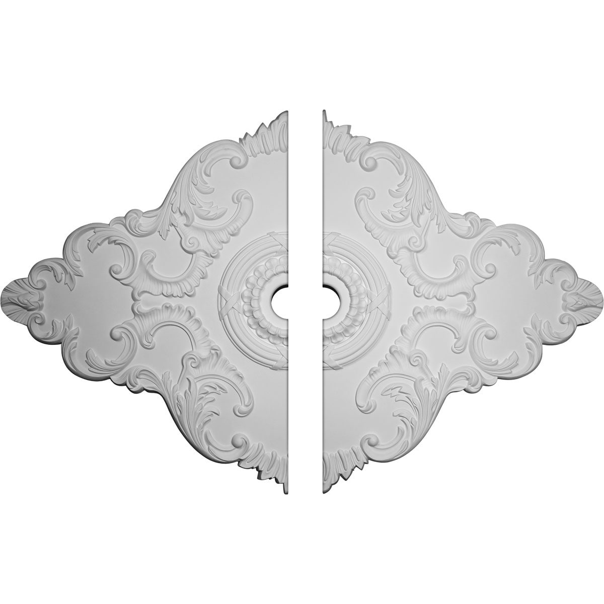 Ekena Millwork CM67PE2-06000 Piedmont 67.125-Inches W x 48.625-Inches L Architectural Primed Polyurethane Split Ceiling Medallion