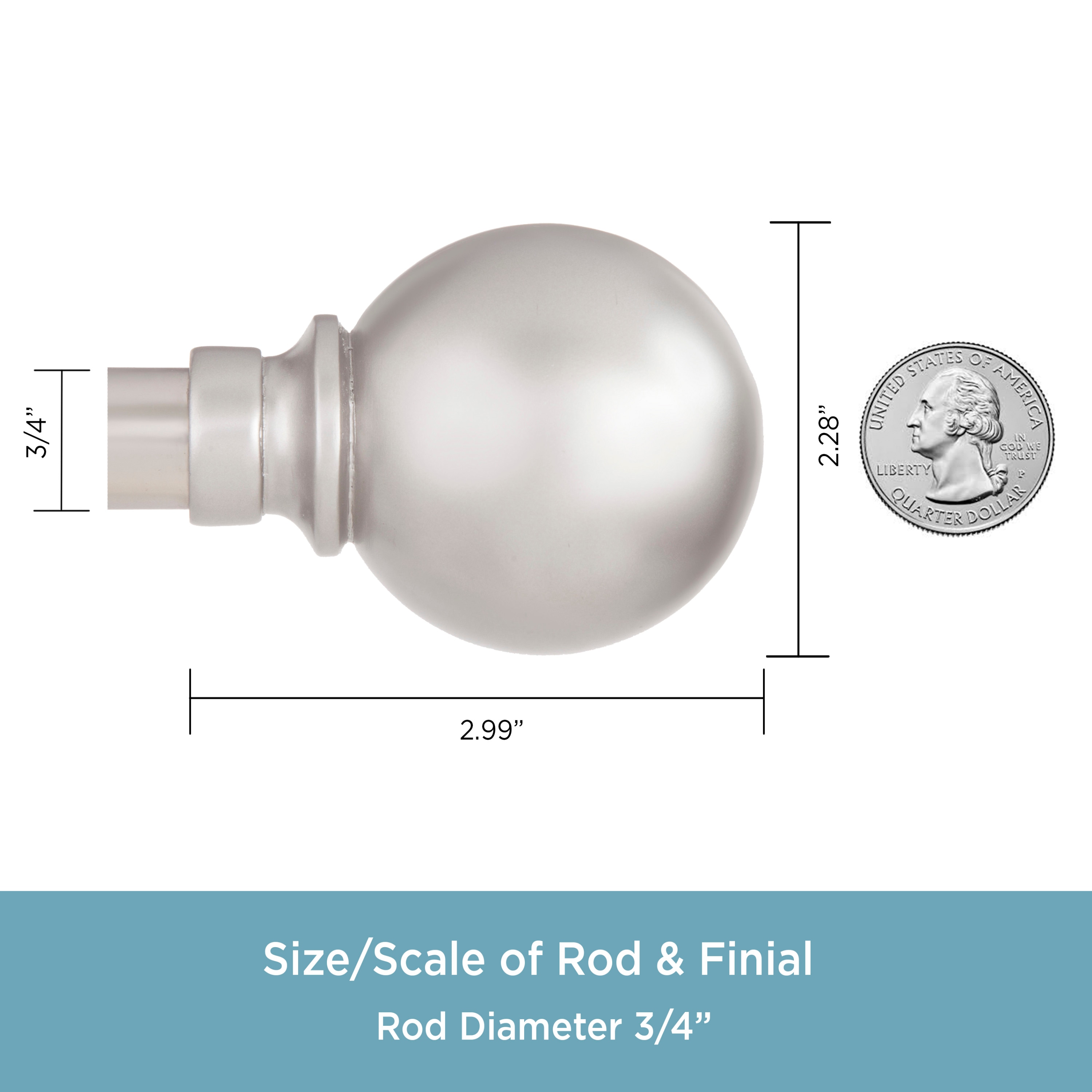 Mercer Brushed Nickel Adjustable Curtain Rod with Ball Finials