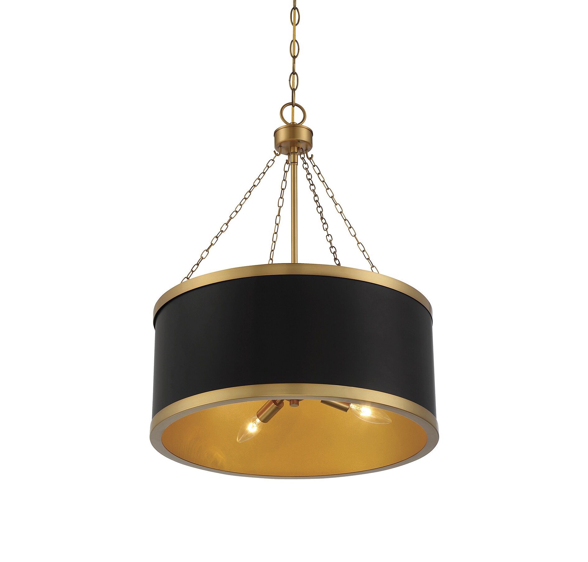 Delphi Vintage Hollywood 6-Light Black and Warm Brass Drum Pendant