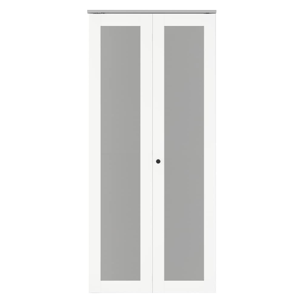CALHOME BIFOLD-XC48-36X80-W 36-in x 80-in White 1-panel Frosted glass Smooth Solid core Prefinished Glass Closet Bifold Door ( Hardware Included )