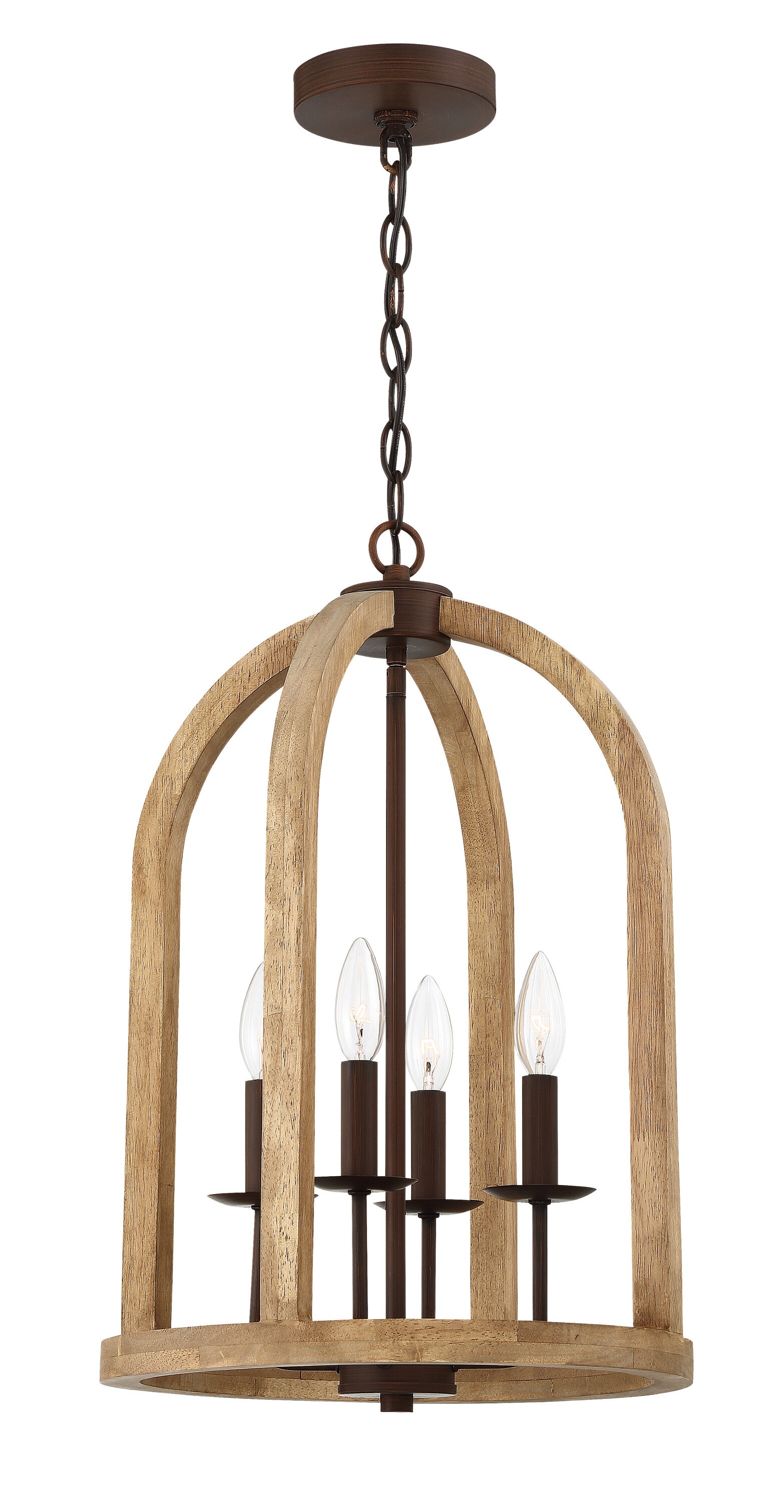 Craftmade 52734-NWABZ Aberdeen 4-Light Natural Wood/Aged Bronze Traditional Dry Rated Chandelier