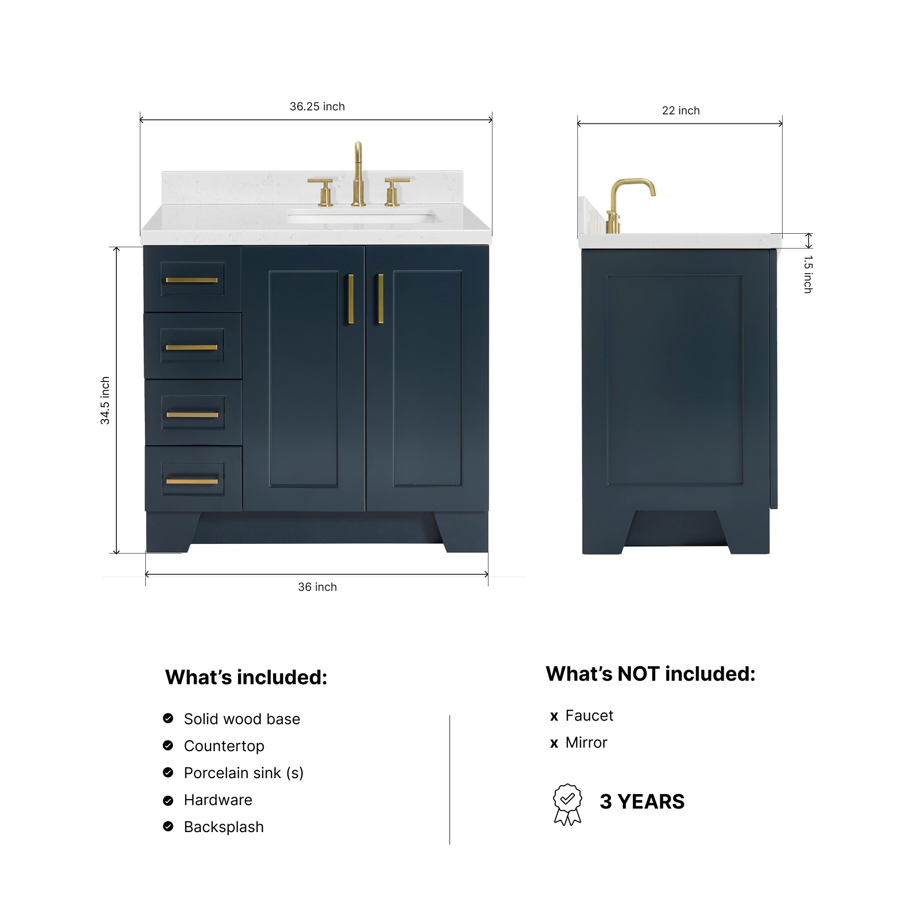 ARIEL Q036SRCQRVOMNB Bath-Vanity-Combo - View #3