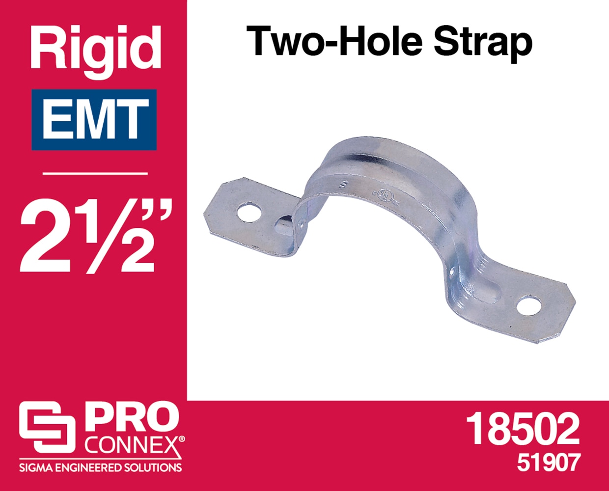 Steel 2 Two Hole HW Rigid Conduit Straps 1/2" Snap On Fittings 10 Count