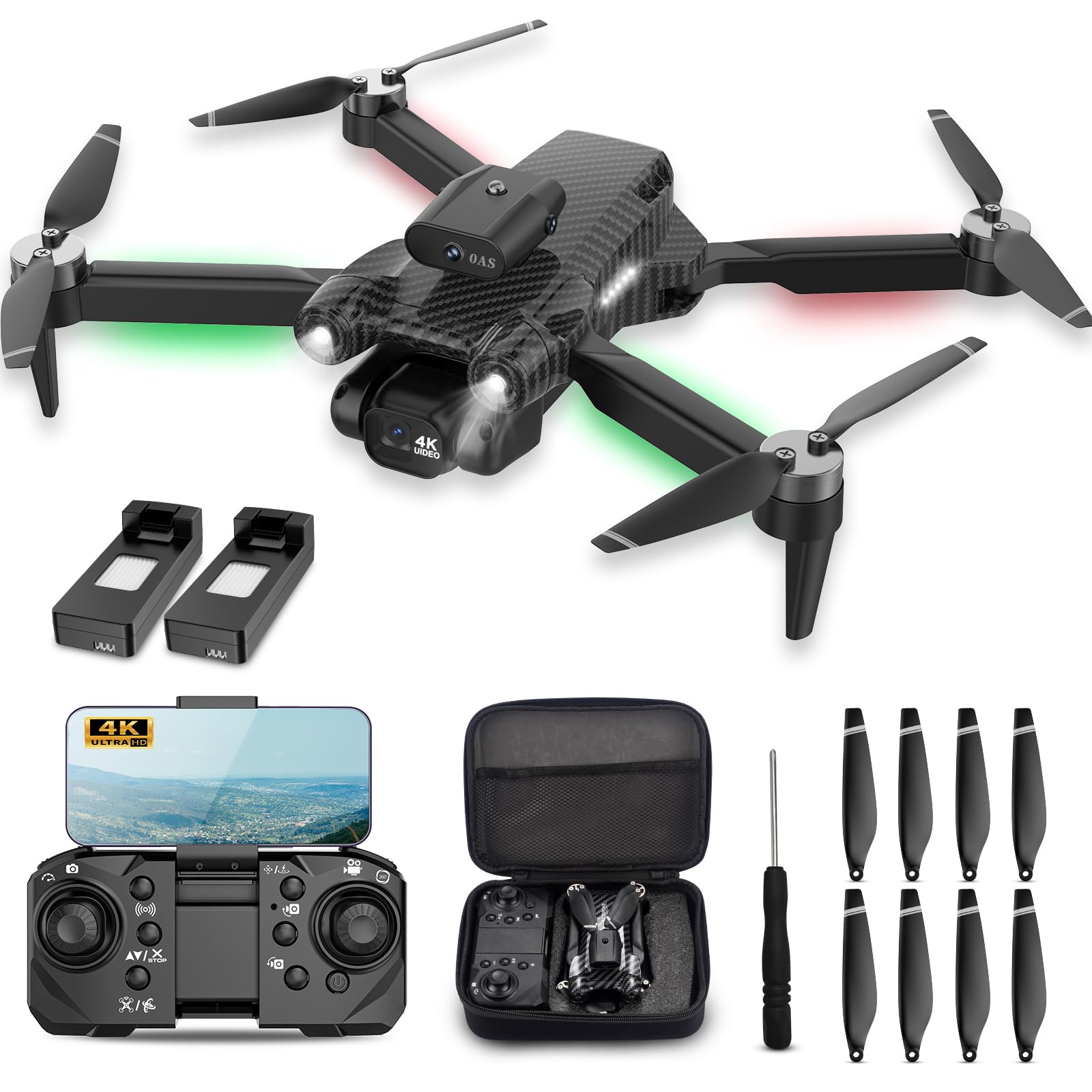 Afoxsos  4K Camera Drone for Adults Kids Wireless RC Toys Small Drone with Emergency Stop One Button Return Stable Altitude Hold APP Control 360