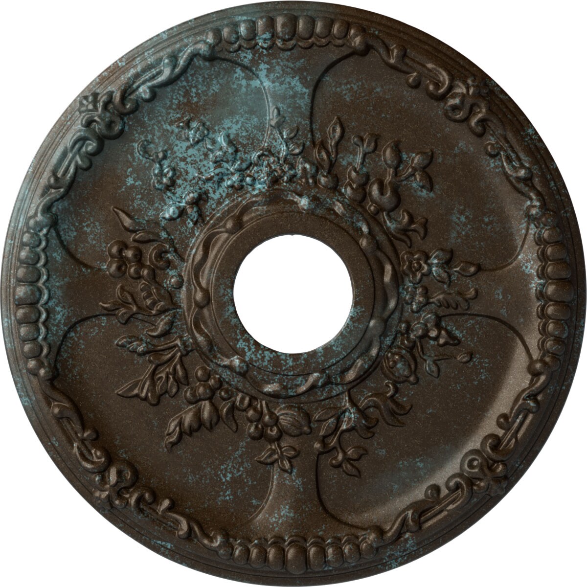 Ekena Millwork CM18SEBBS Antioch 18-in W x 18-in L Painted Bronze Blue Patina Polyurethane Whole Ceiling Medallion