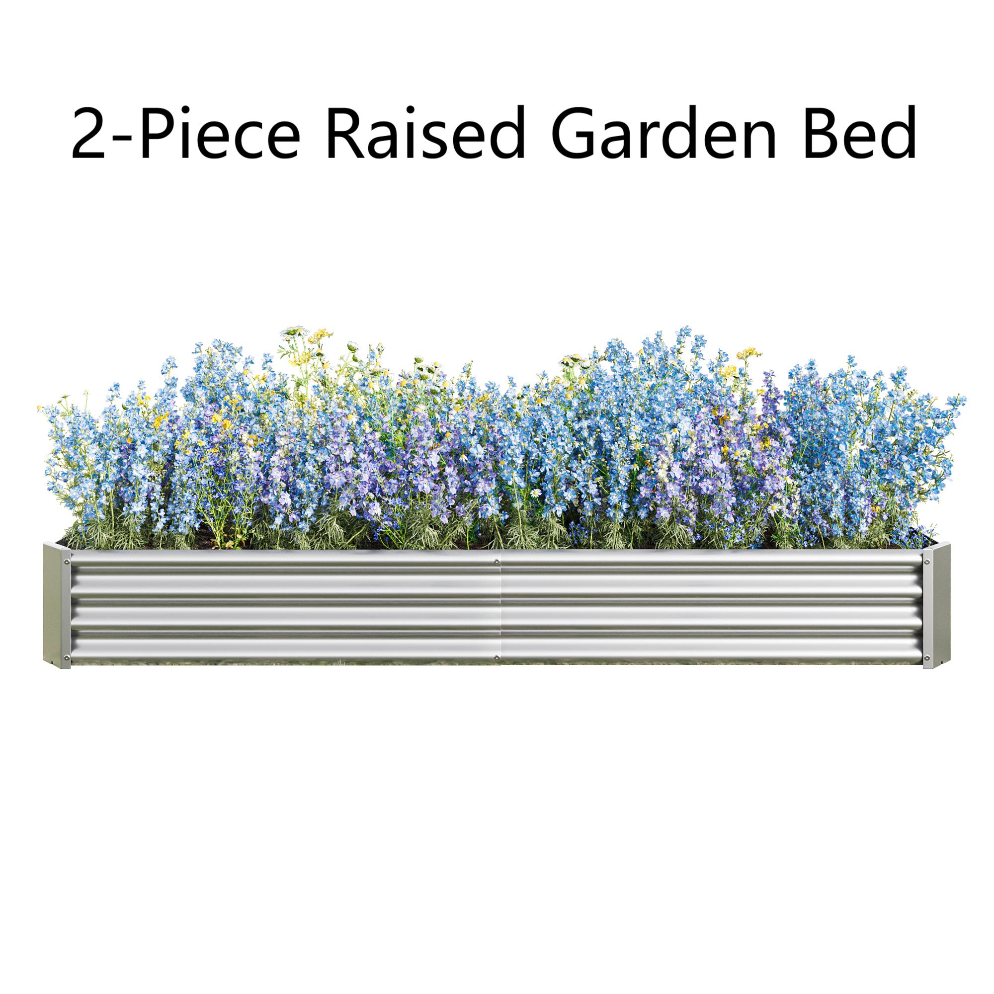 Flynama V-DB-D0102HA519V 44.69-in W x 91.34-in L x 11.81-in H Silver Metal Raised Garden Bed