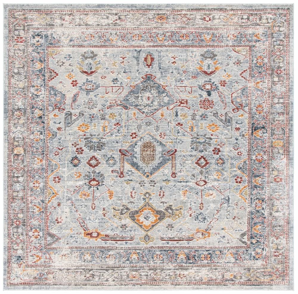 Safavieh HIS509F-7SQ History Appia 7 x 7 (ft) Loomed Polypropylene Light Gray/Rust Square Indoor Distressed/Overdyed Bohemian/Eclectic Area rug