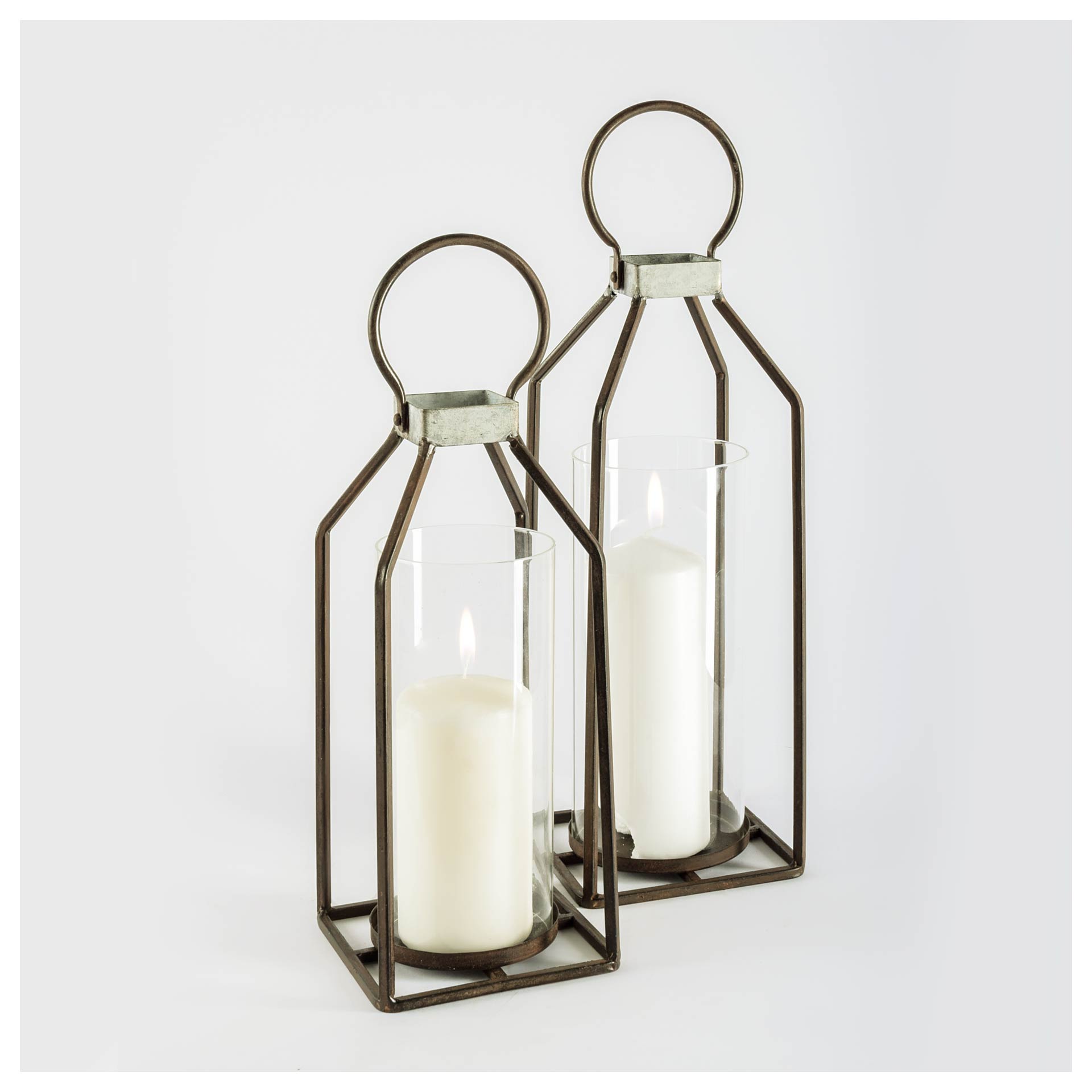 Rustic Wood Hanging Hurricane Candle Lantern, 16''
