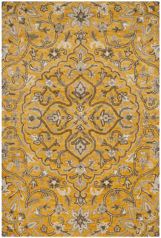 Safavieh BEL673A-5 Bella Citron 5 x 8 (ft) Tufted Wool Gold/Taupe Rectangular Indoor Floral/Botanical French Country Area rug