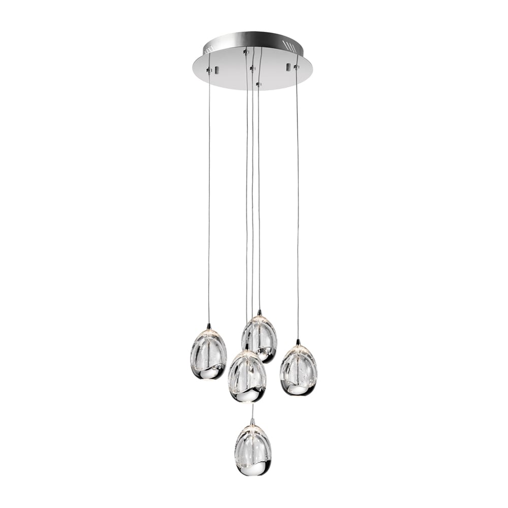 elan 83380 Lavinia 1 -Light Chrome Modern/contemporary Seeded glass Teardrop Integrated LED Medium Hanging Pendant light