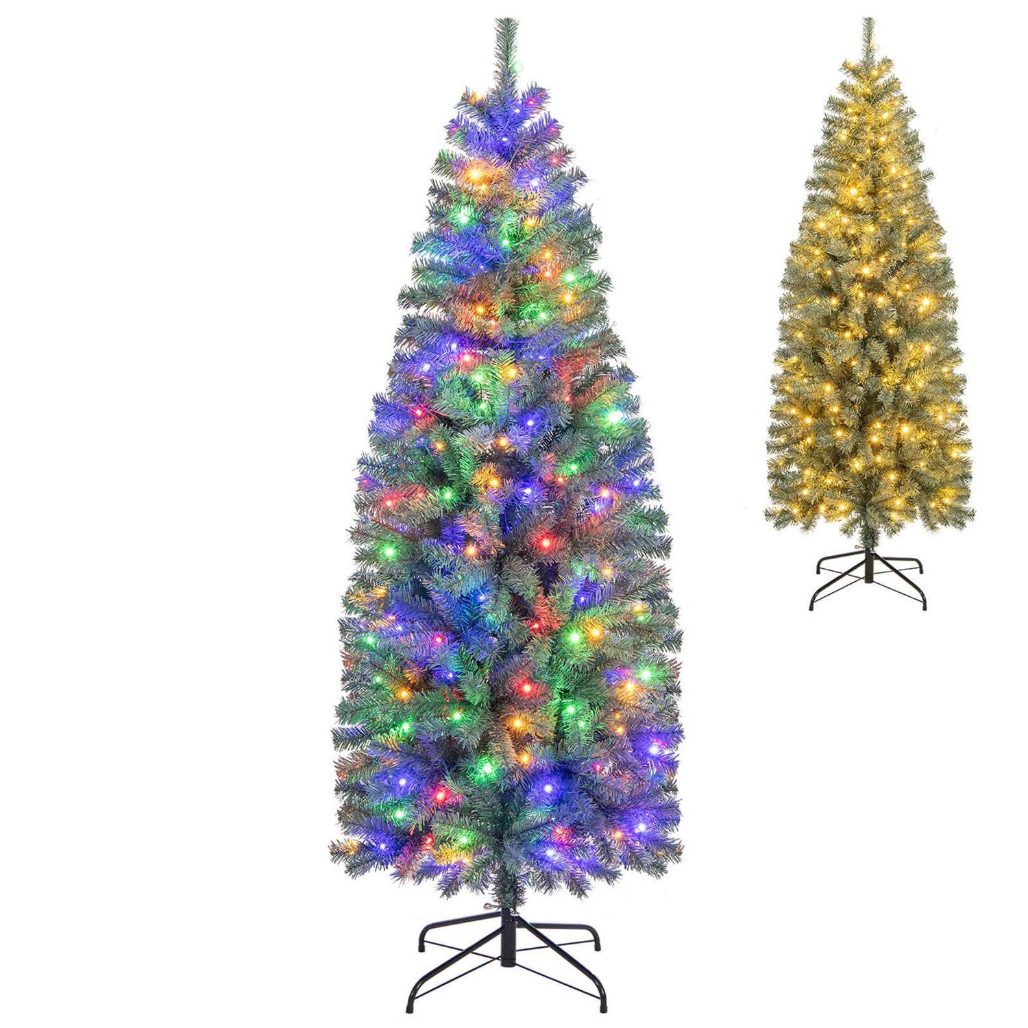 Costway HCST04250 6.5 FT Artificial Xmas Tree with 556 Branch Tips 200 LED Lights 9 Lighting Modes