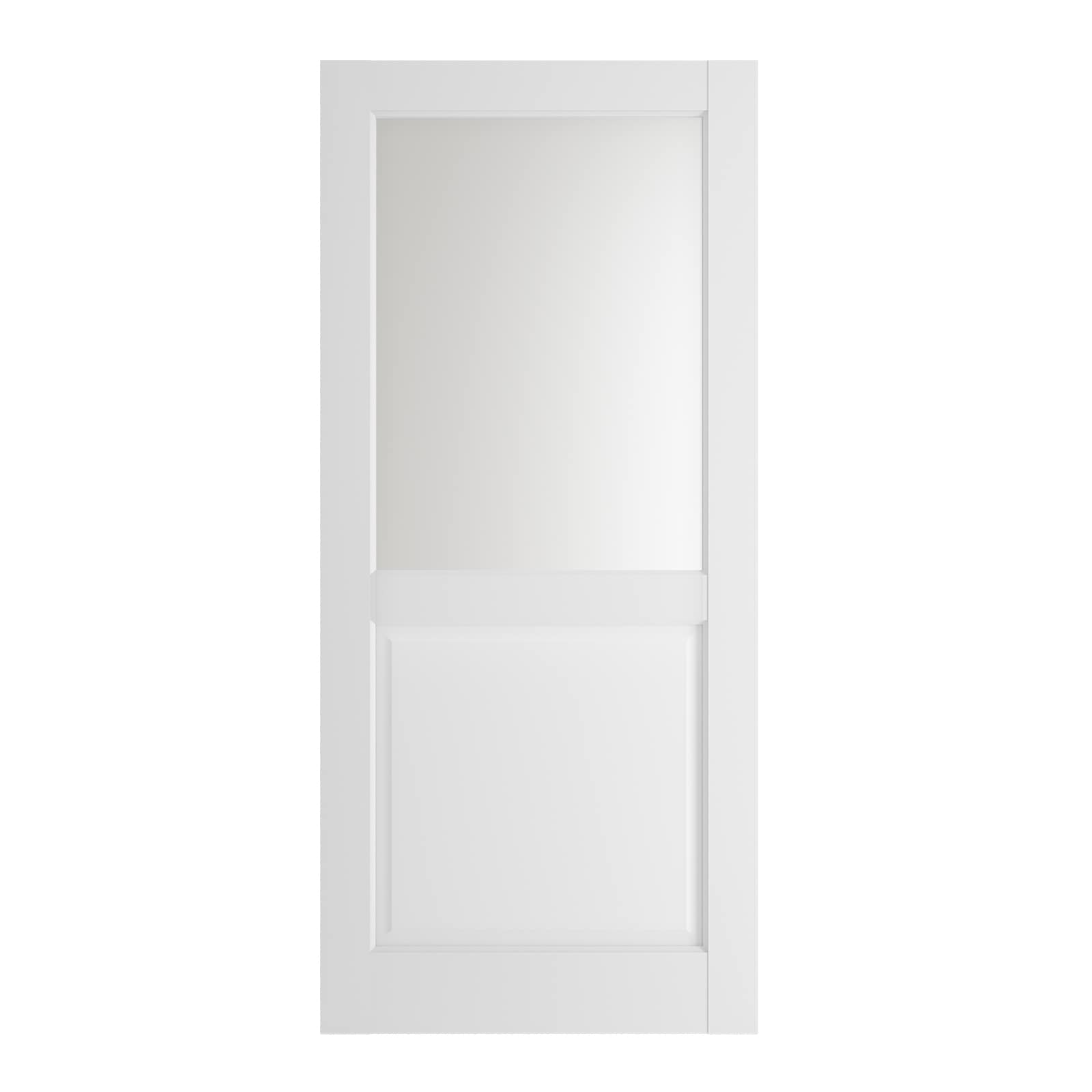 LDB_BUILDING 32-in x 80-in 1/2 Lite Frosted Glass White Primed Solid ...
