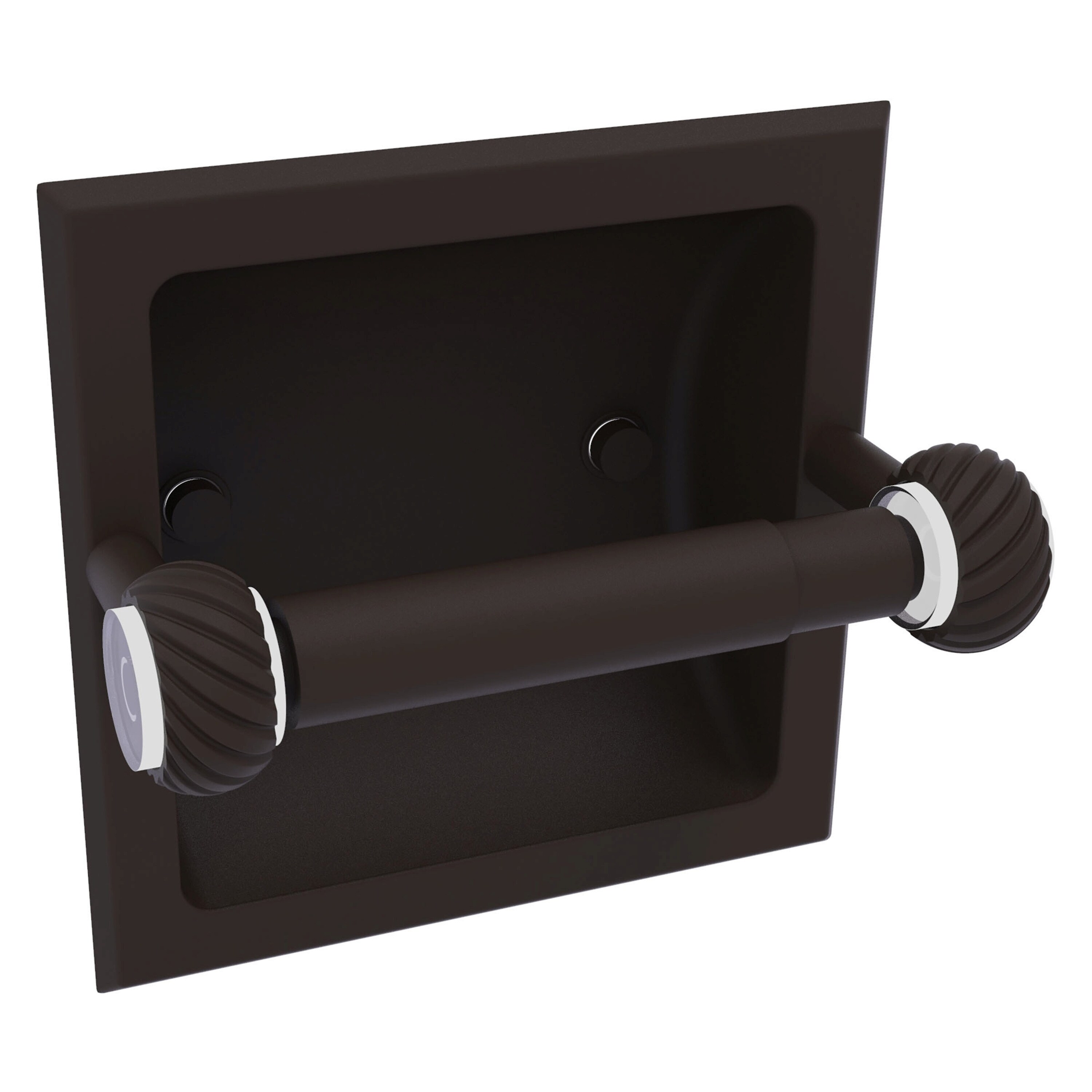 Allied Brass CV-24CT-ORB Clearview Oil-rubbed Bronze Recessed Double post Toilet Paper Holder 1 -Rolls with Storage