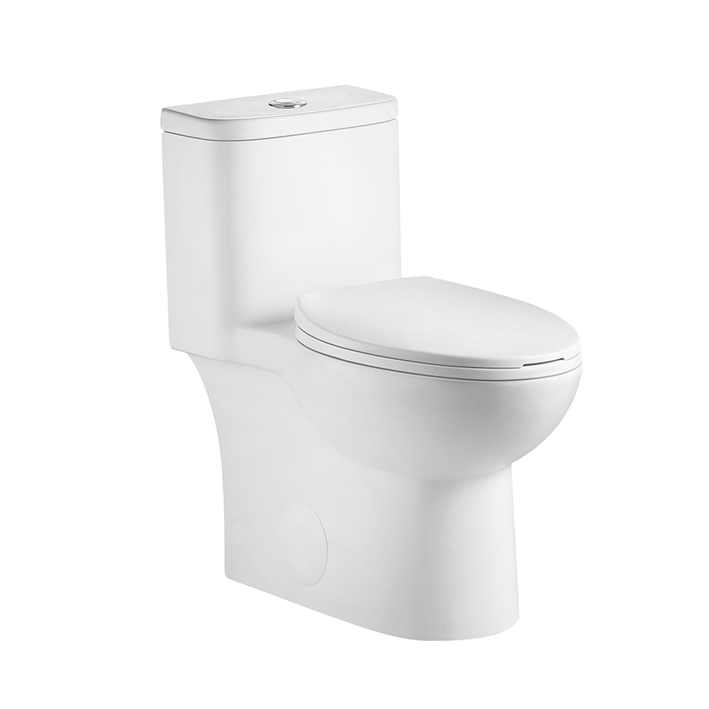 CASAINC TC-T76 Gloss White Elongated Chair height 12-in Rough-In 1.6 GPF Dual Flush Soft Close 1-piece Toilet