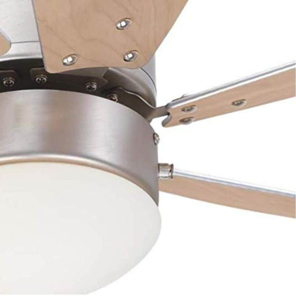 30'' Brushed Aluminum Ceiling Fan with Light Brown Blades and LED Light