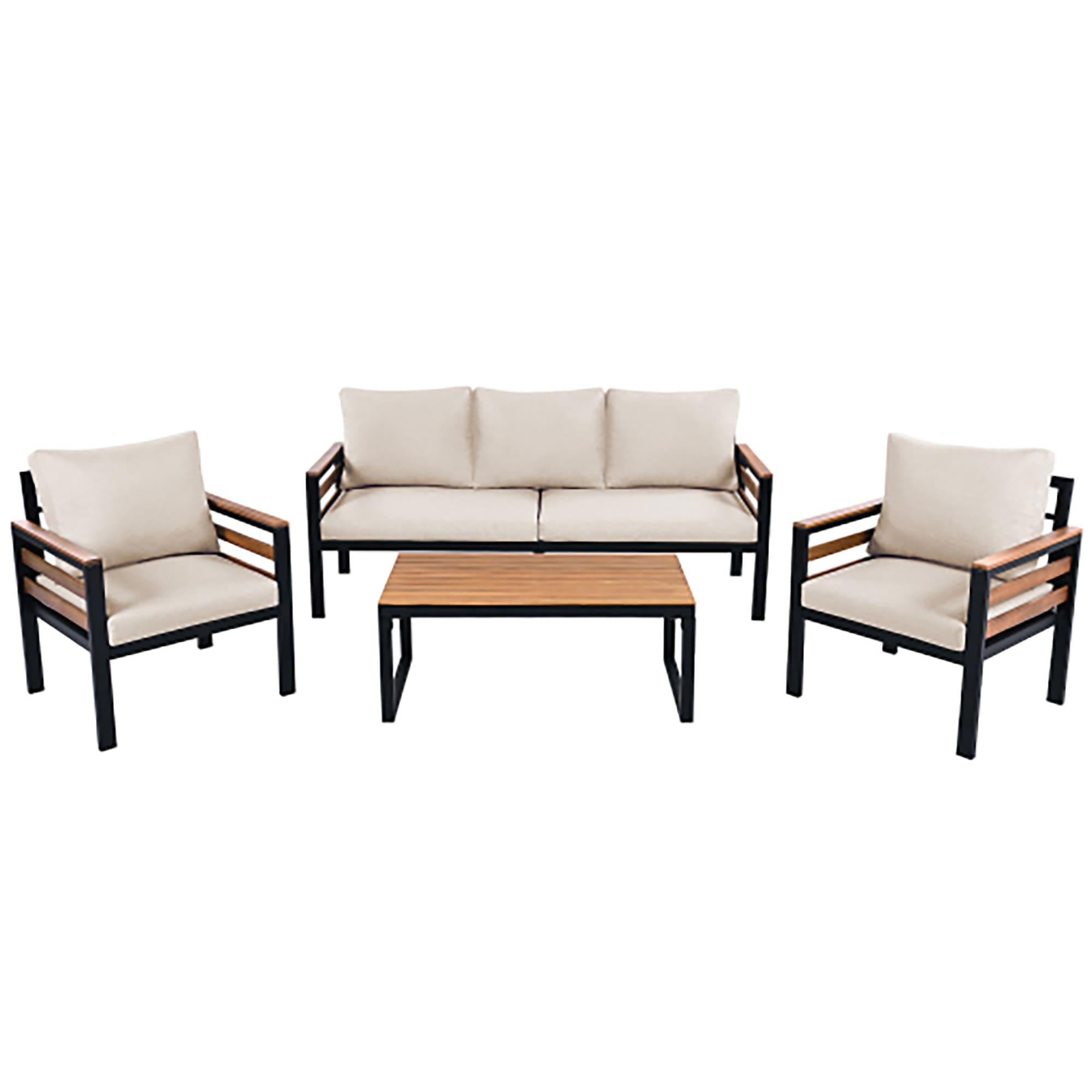 CASAINC CA-86002BC 4-Piece Outdoor Furniture Patio Conversation Sofa Set 4 -Piece Patio Sofa Conversation Set with Beige Cushions