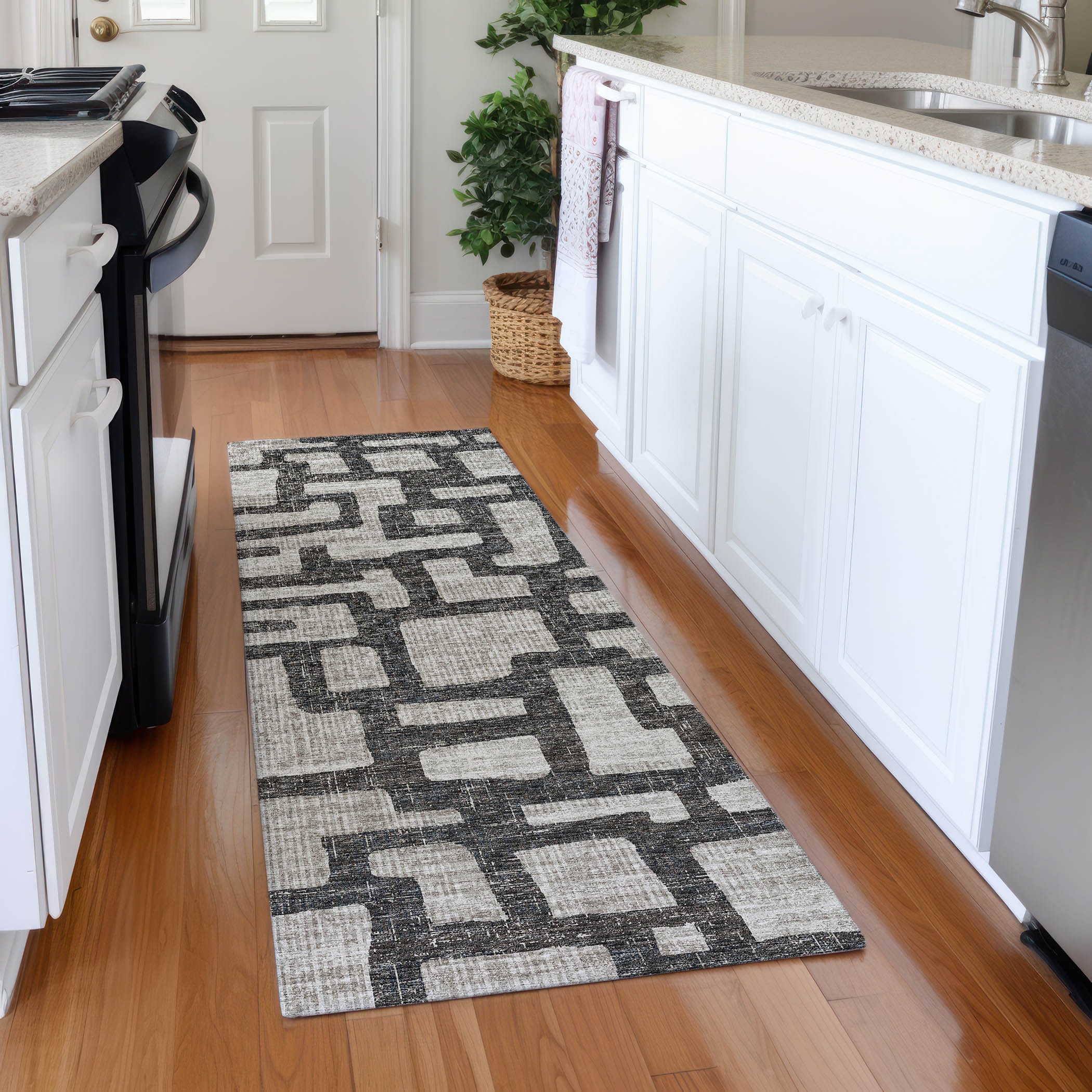 Addison Rugs AMF110GR2X8 Mayfield AMF110GR 2 x 7 (ft) Loomed Polyester Gray Rectangular Indoor Abstract Machine washable Runner rug