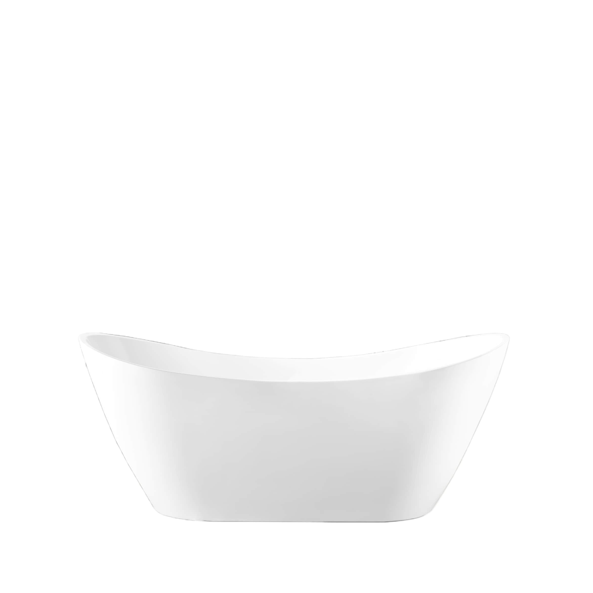 White Acrylic 71" Freestanding Soaking Bathtub with Chrome Drain