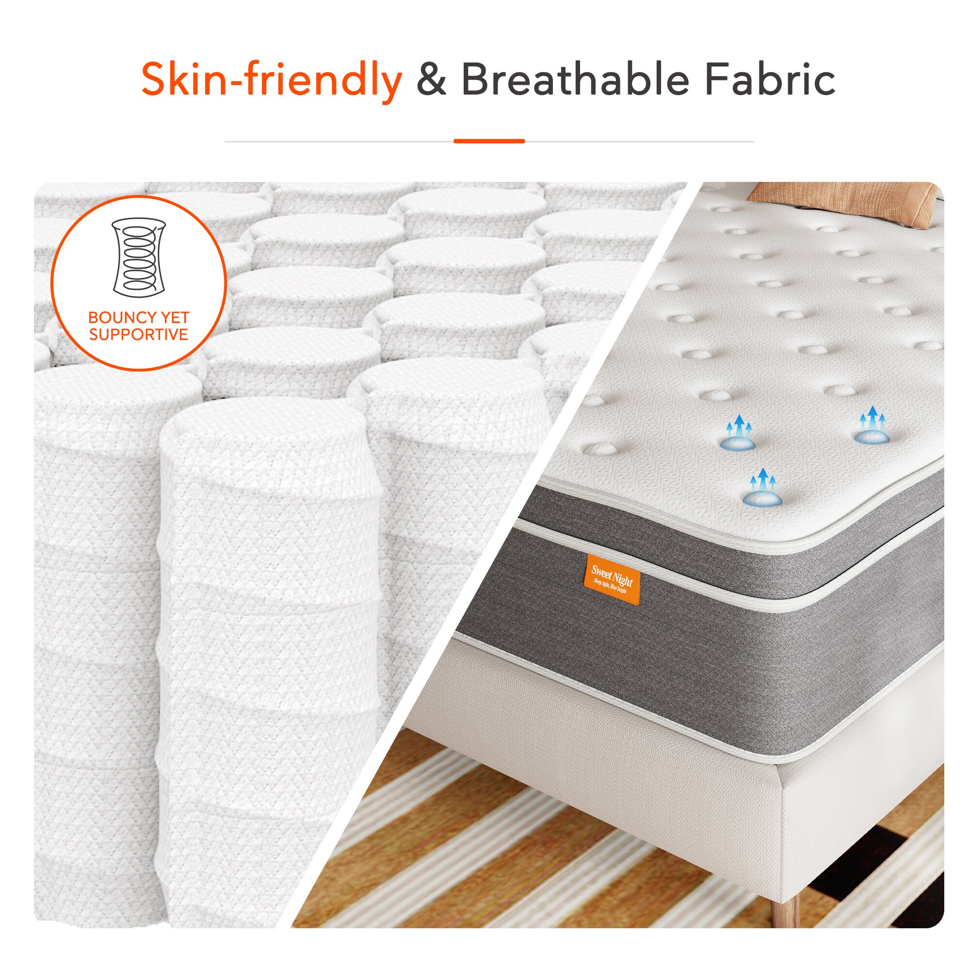 Sweetnight Waterproof Mattress Protector with 4 Bed Sheet Holder Straps  Noiseless Sleep Mattress Cover, King 