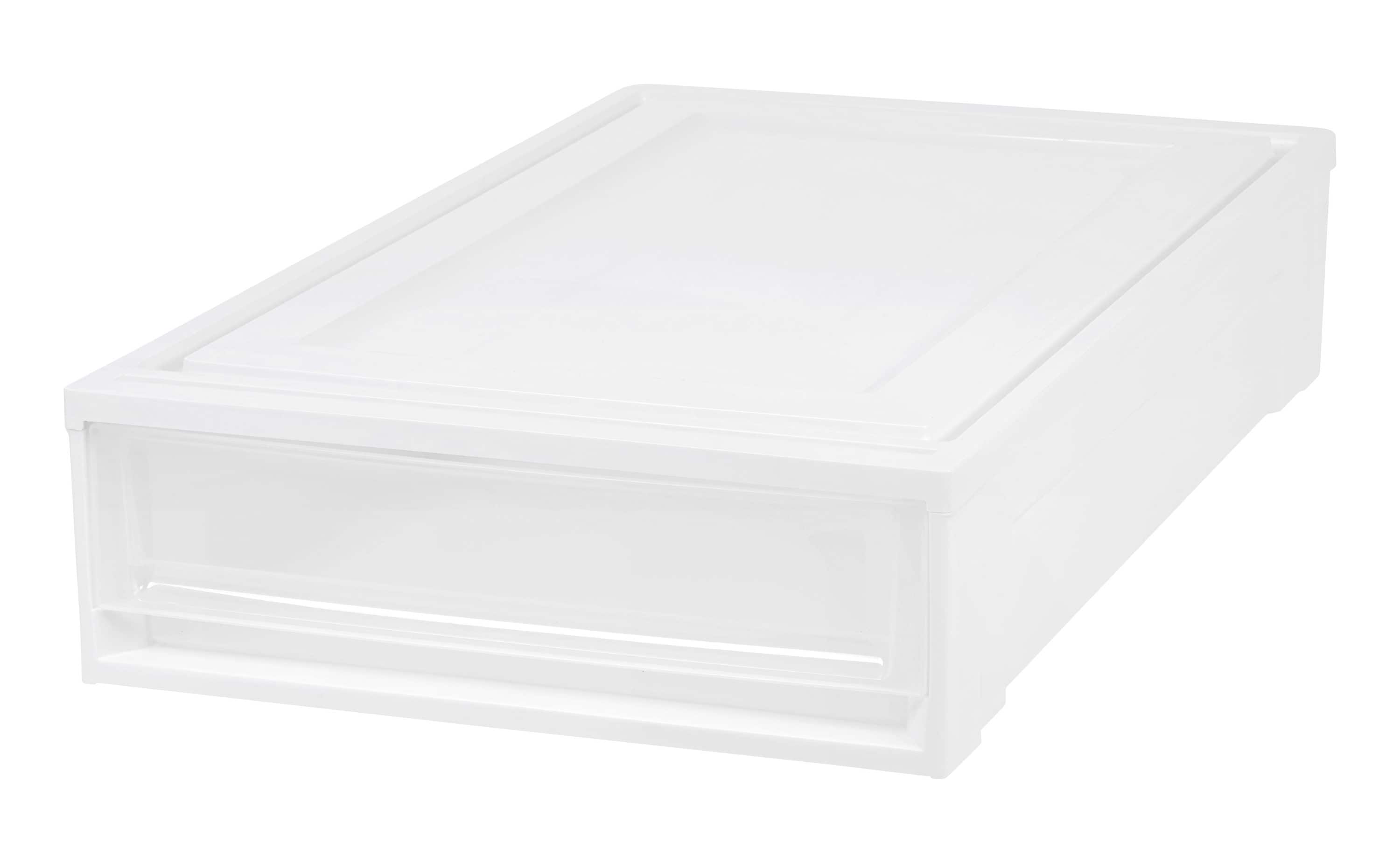  IRIS USA 44qt Plastic Clear Stackable Shallow Storage Drawers  Chest Box : Home & Kitchen