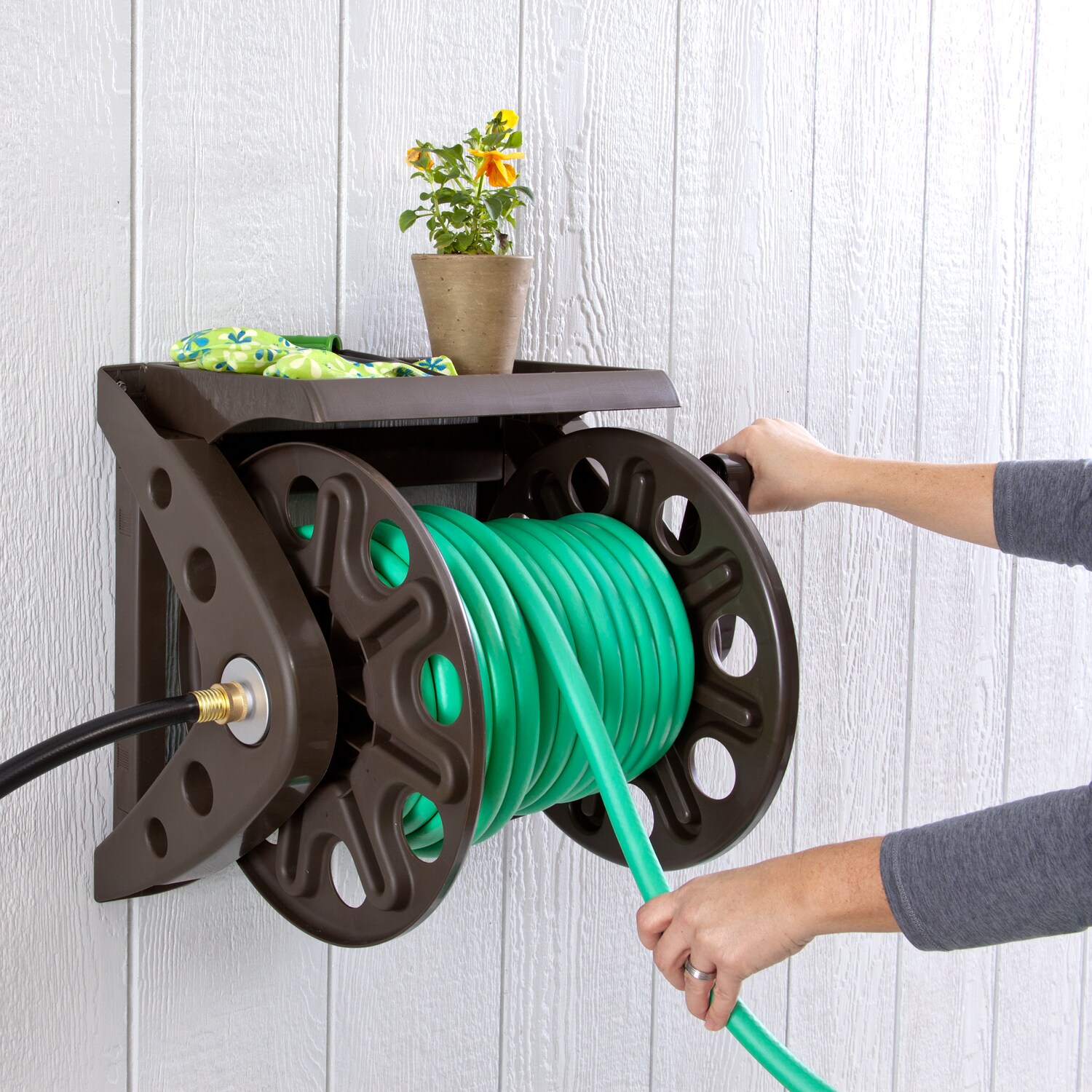 Liberty Garden Poly Combo 200-ft Wall-mount Hose Reel at Lowes.com