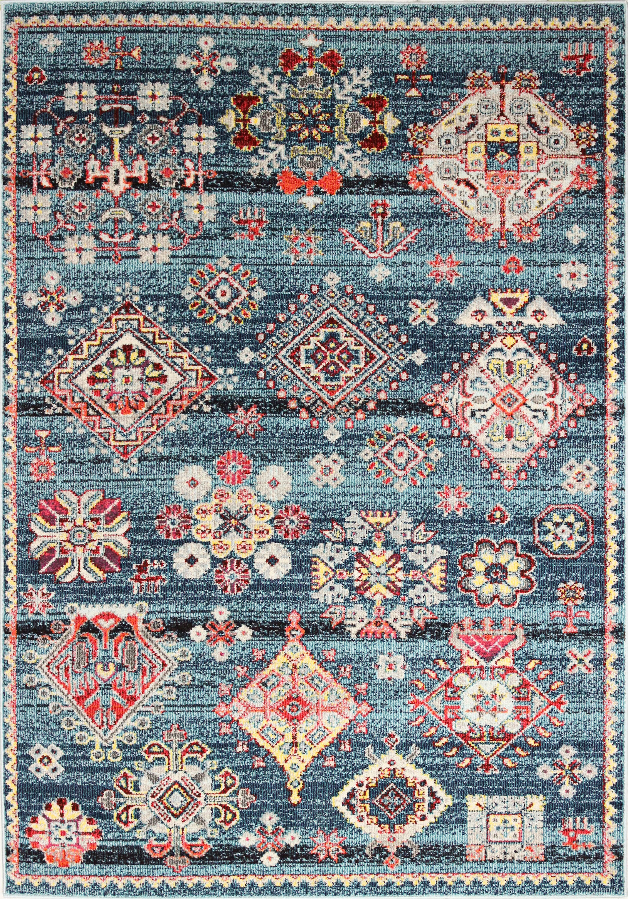 Bashian 649652301174 9 X 12 (ft) Teal Indoor Geometric Oriental Area Rug