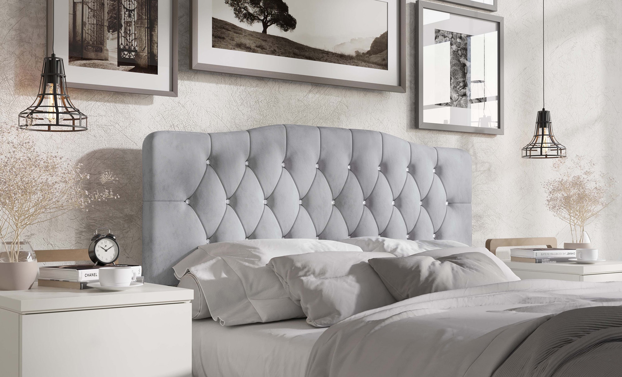 CasePiece C8373FUHB-SGY-VV Silver Grey Full Velvet Upholstered Headboard